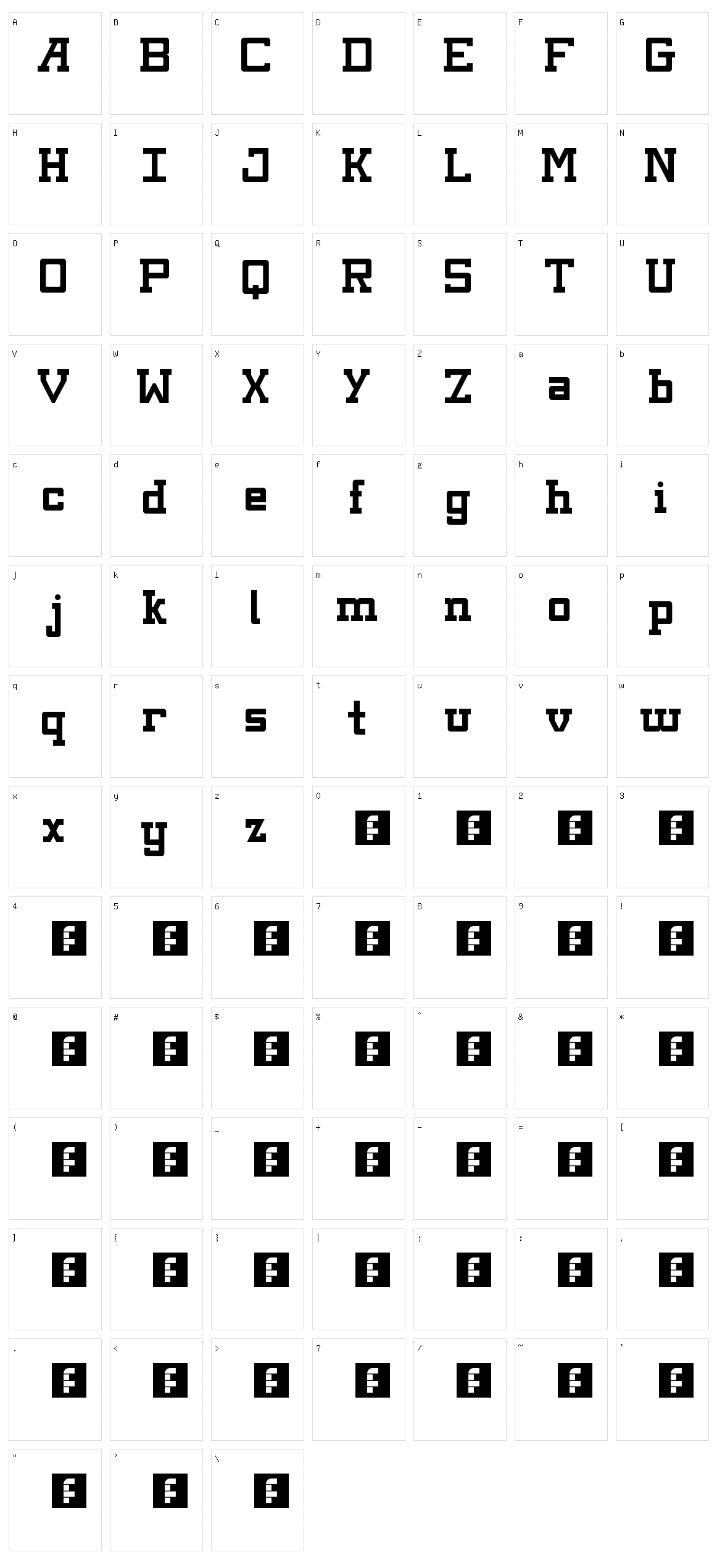 Kingsbury Character Set