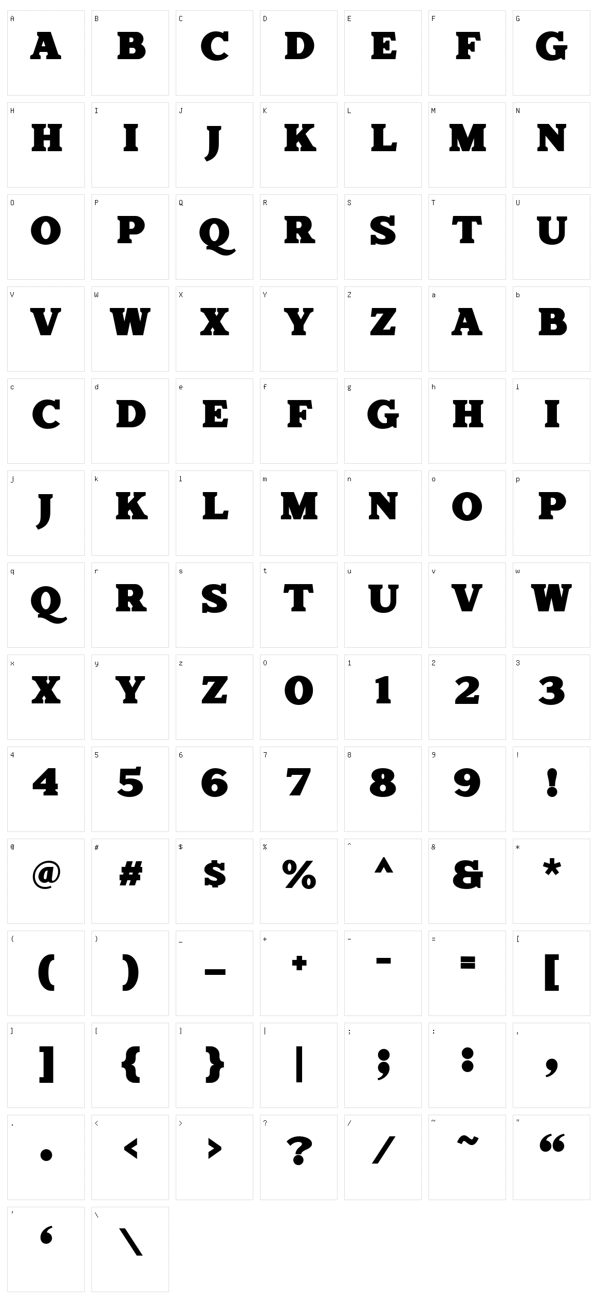 Laquile Serif Character Set