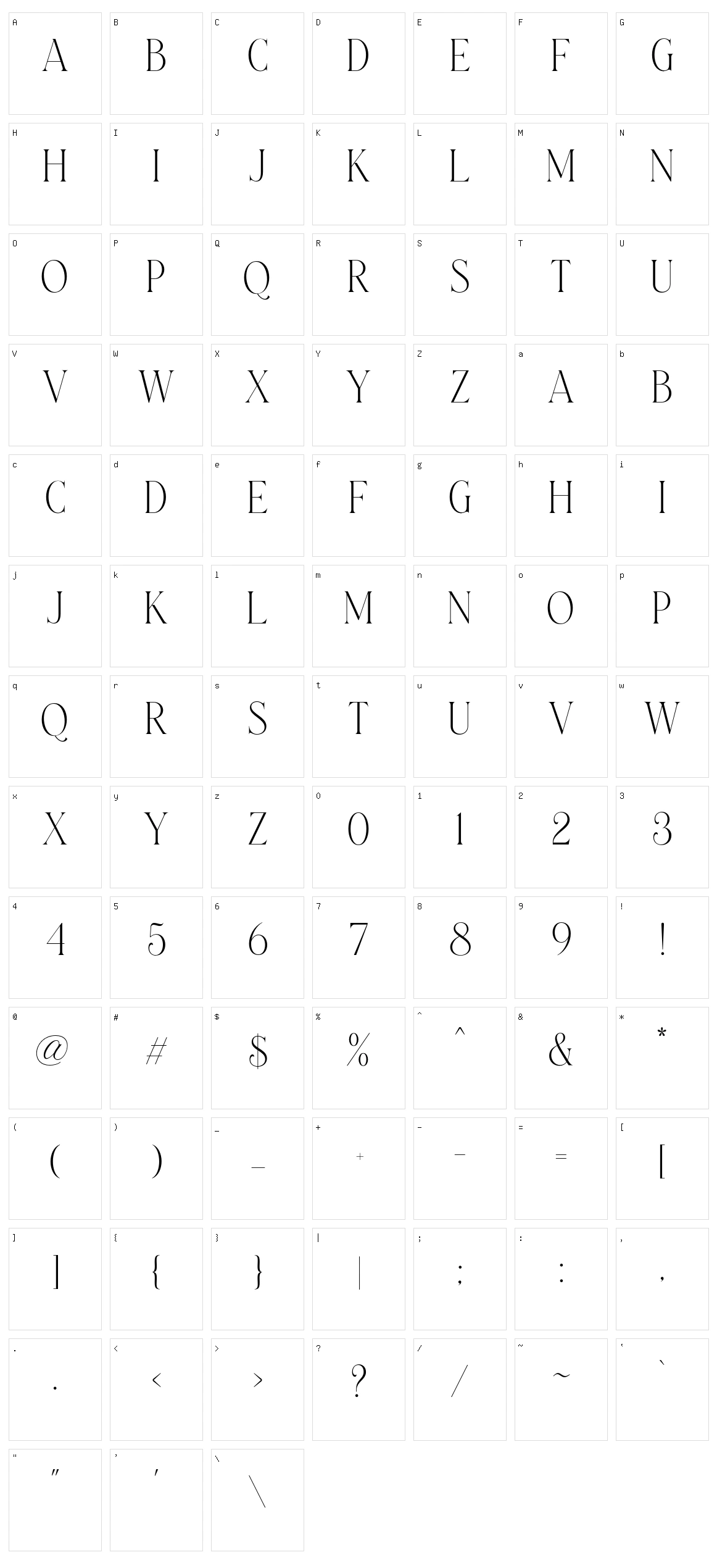 Laterlocks Character Set