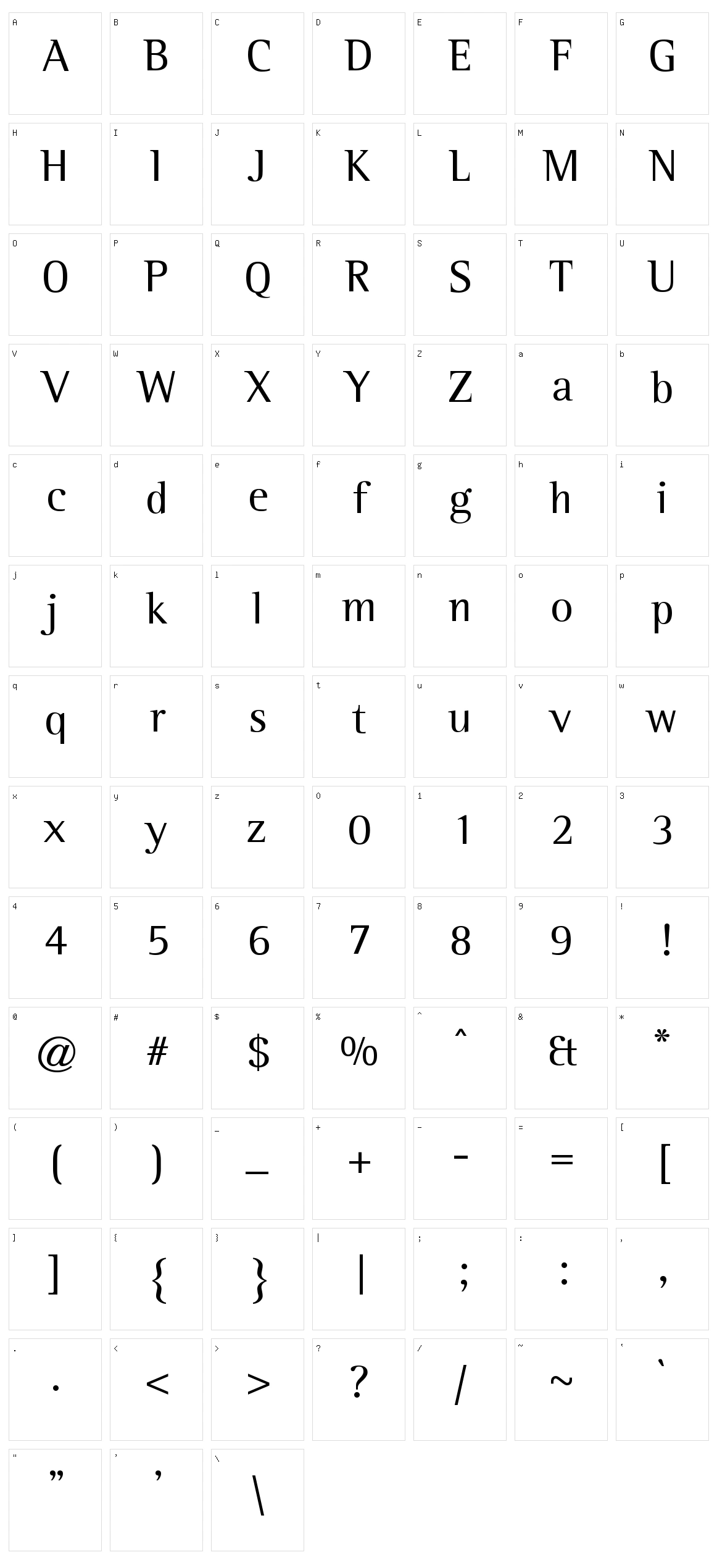 Leftist Mono Serif Character Set
