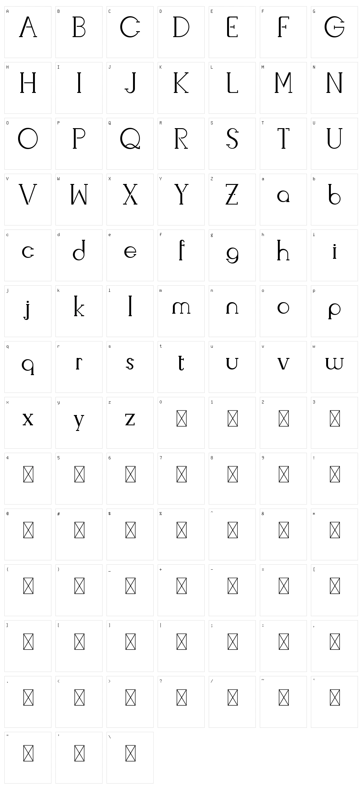 Livingston Serif Character Set