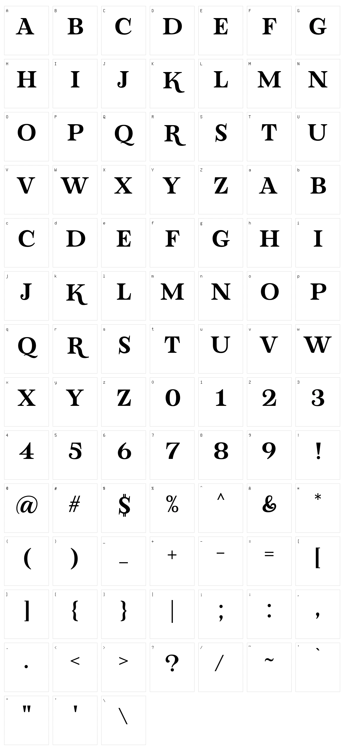 Lova Valove Serif Character Set