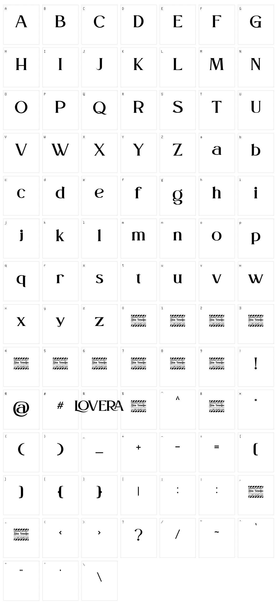 Lovera Character Set