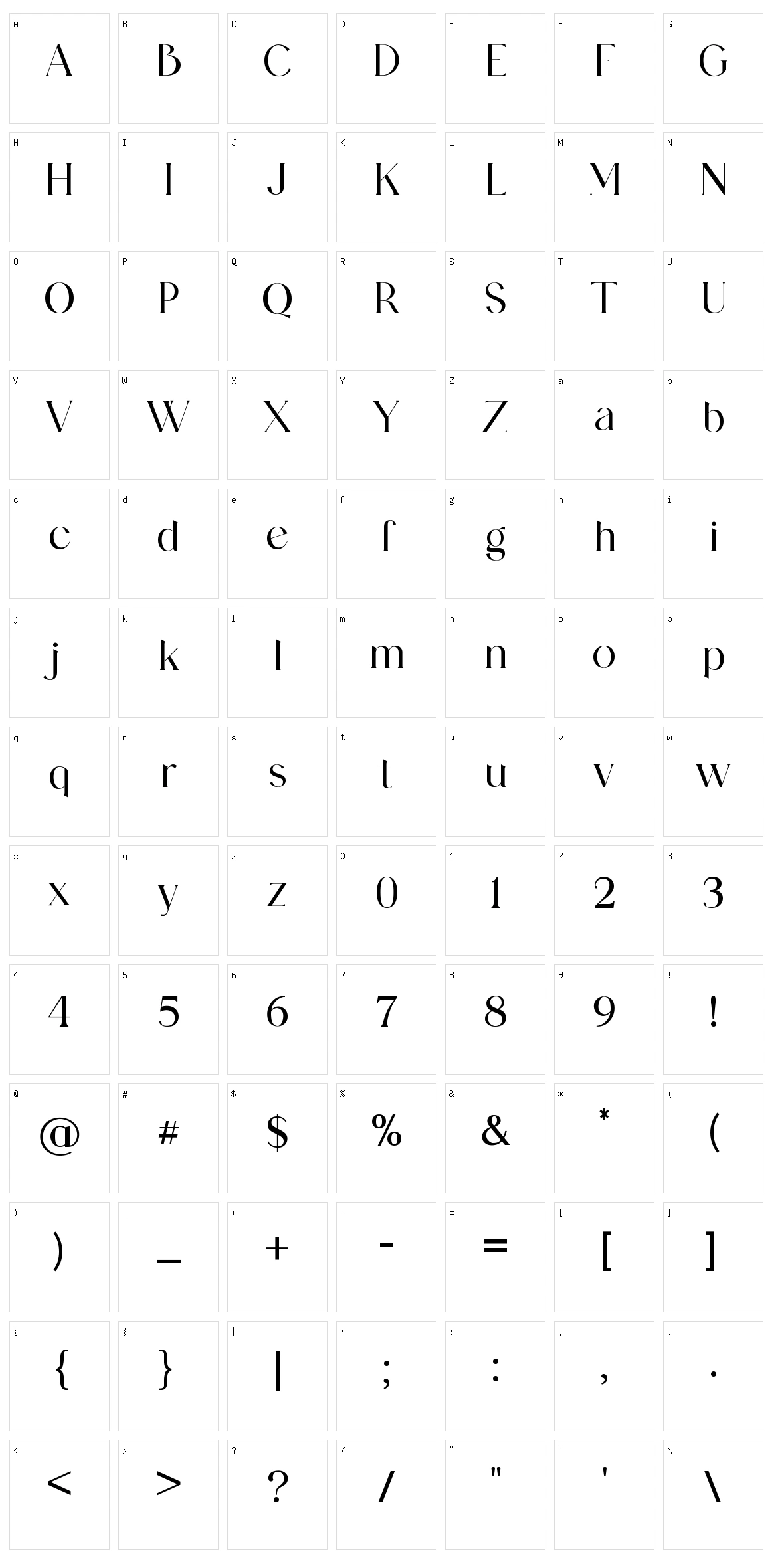 Luxiachy Character Set