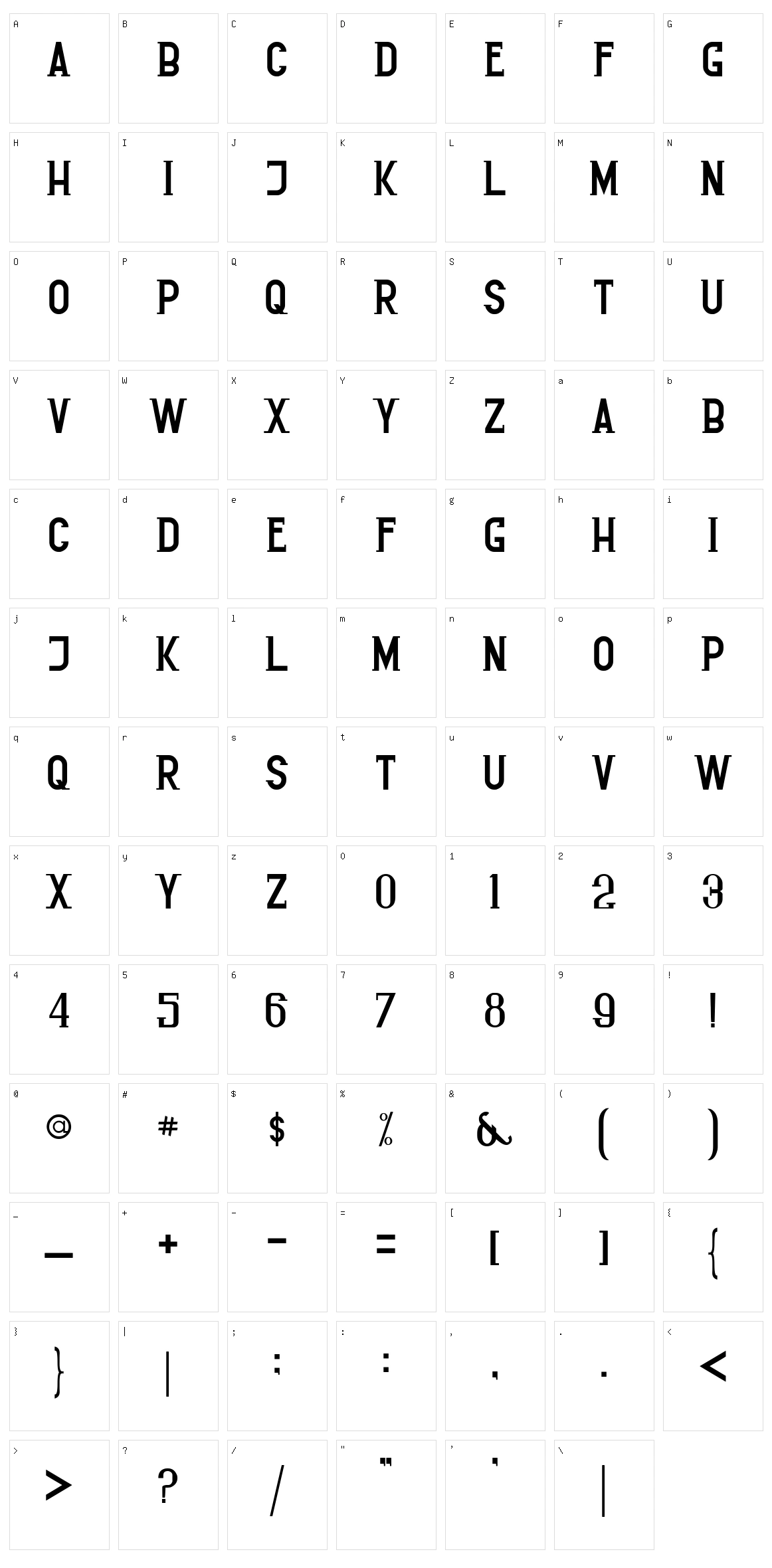 Luxurossa Character Set