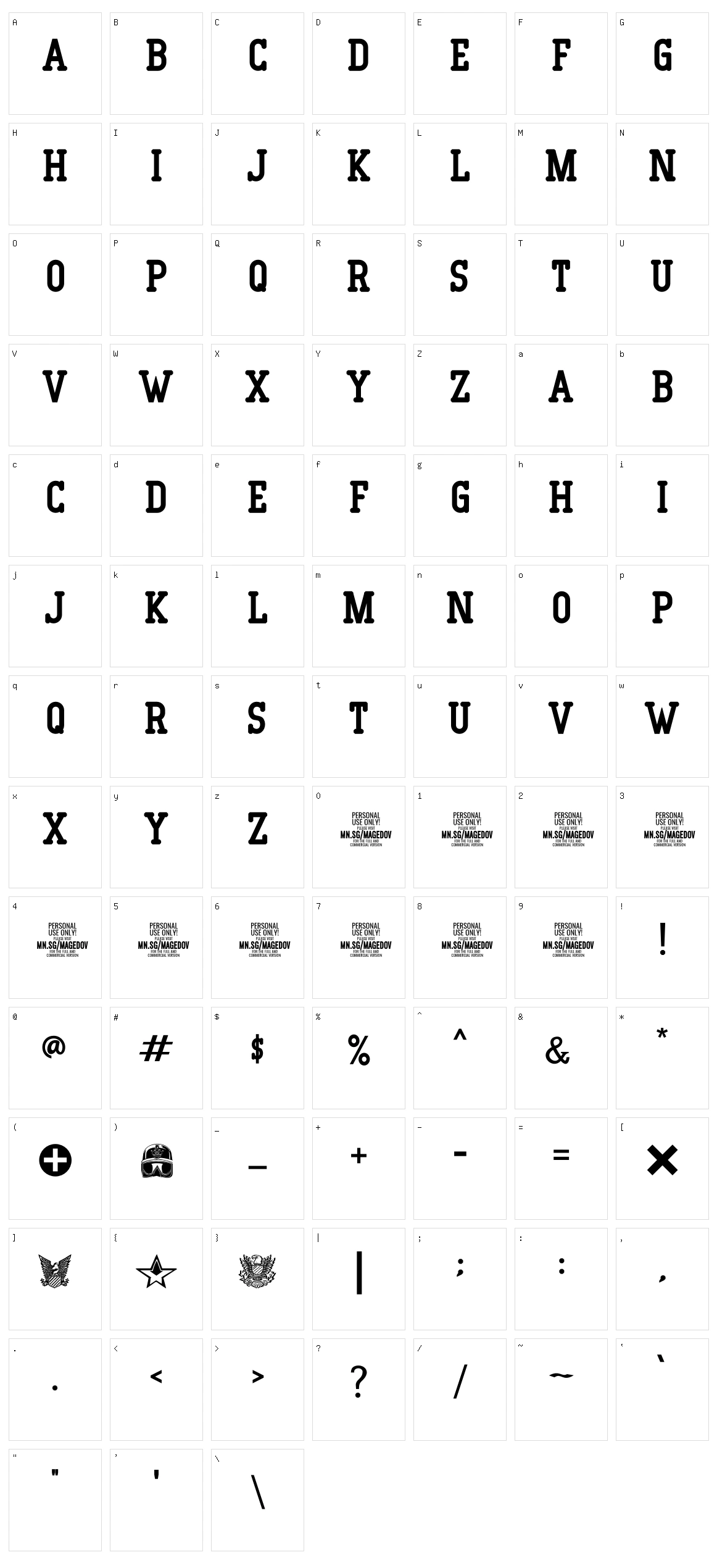 Magedov Military Character Set
