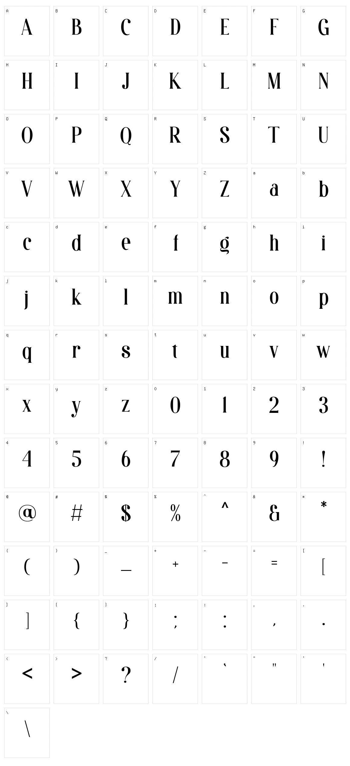 Mailvien Character Set