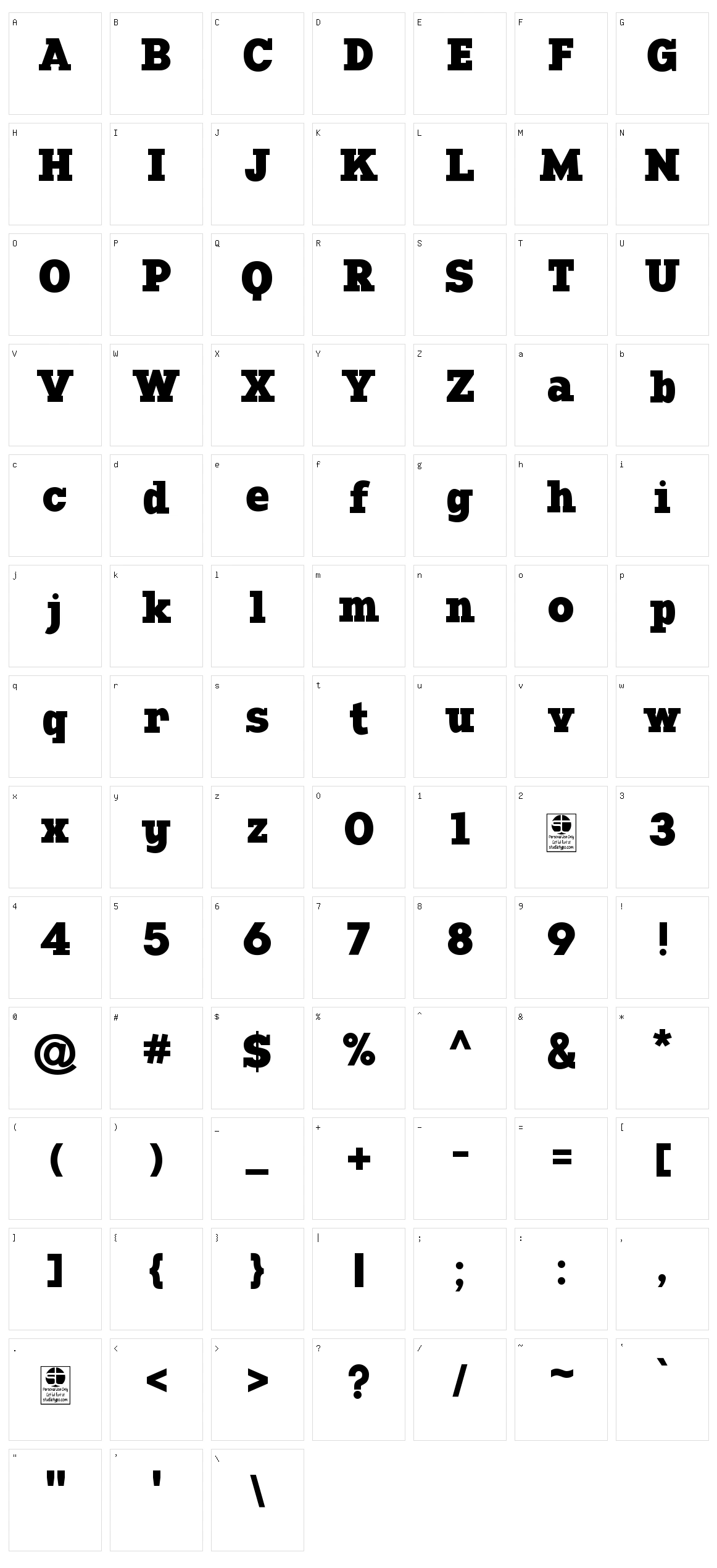 Manti Slab Character Set