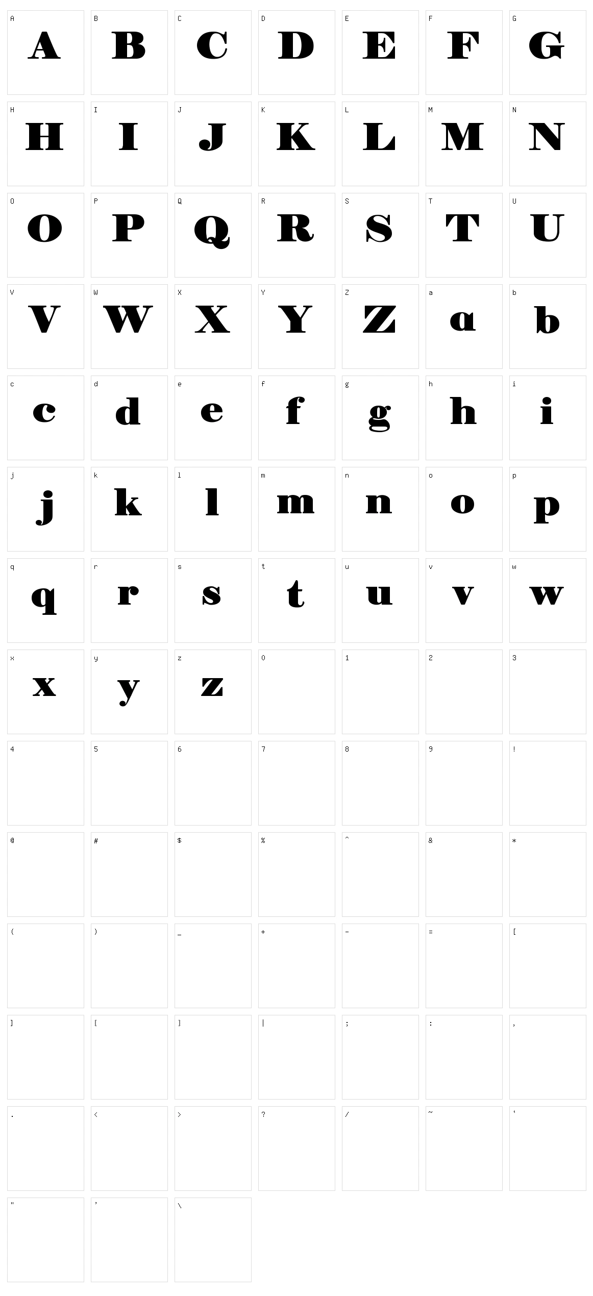 Manuell Character Set