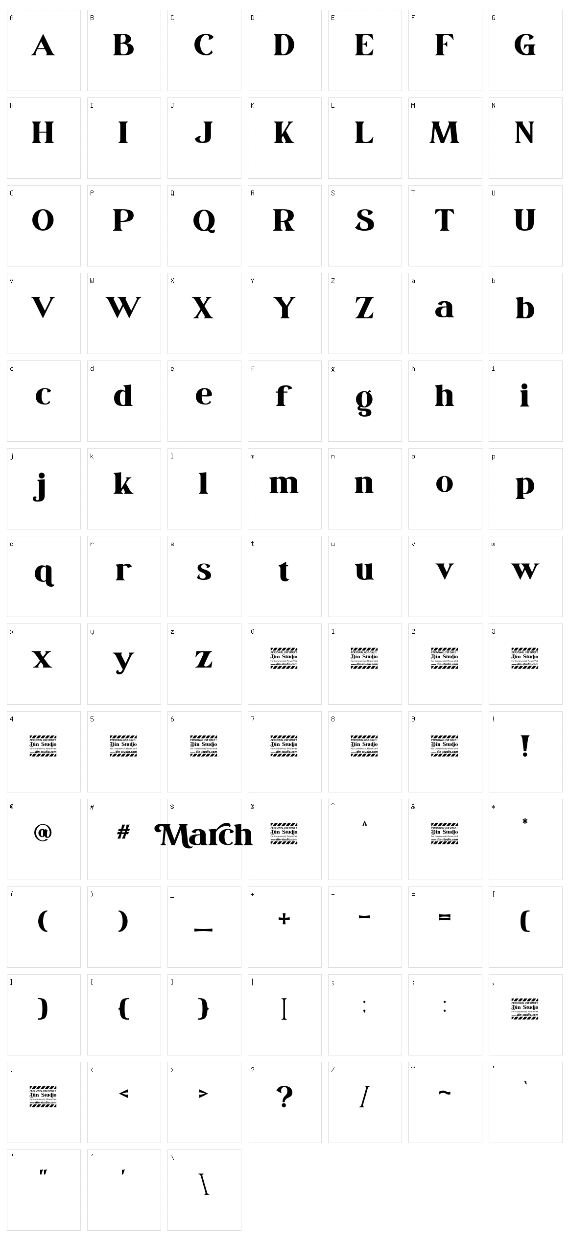 March Character Set
