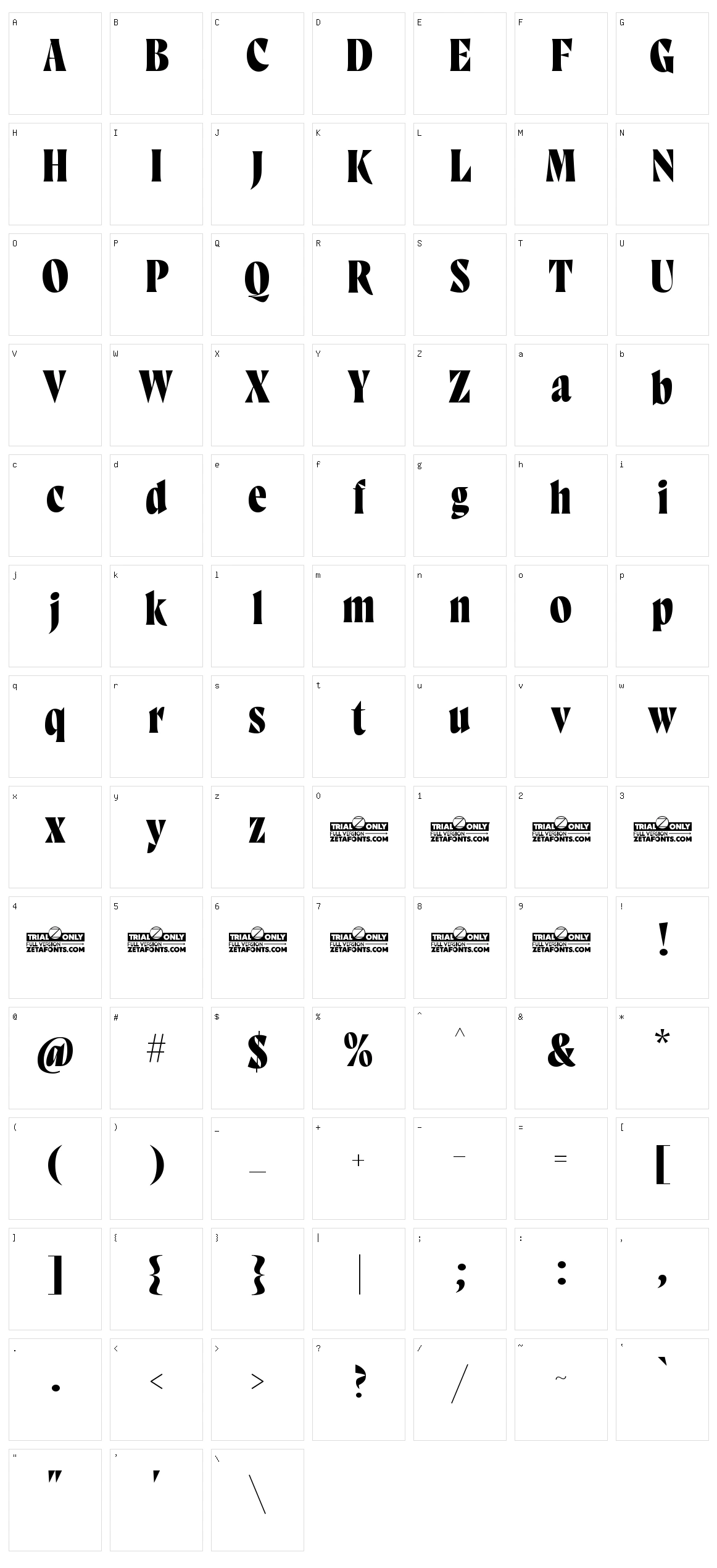 Marcovaldo Character Set