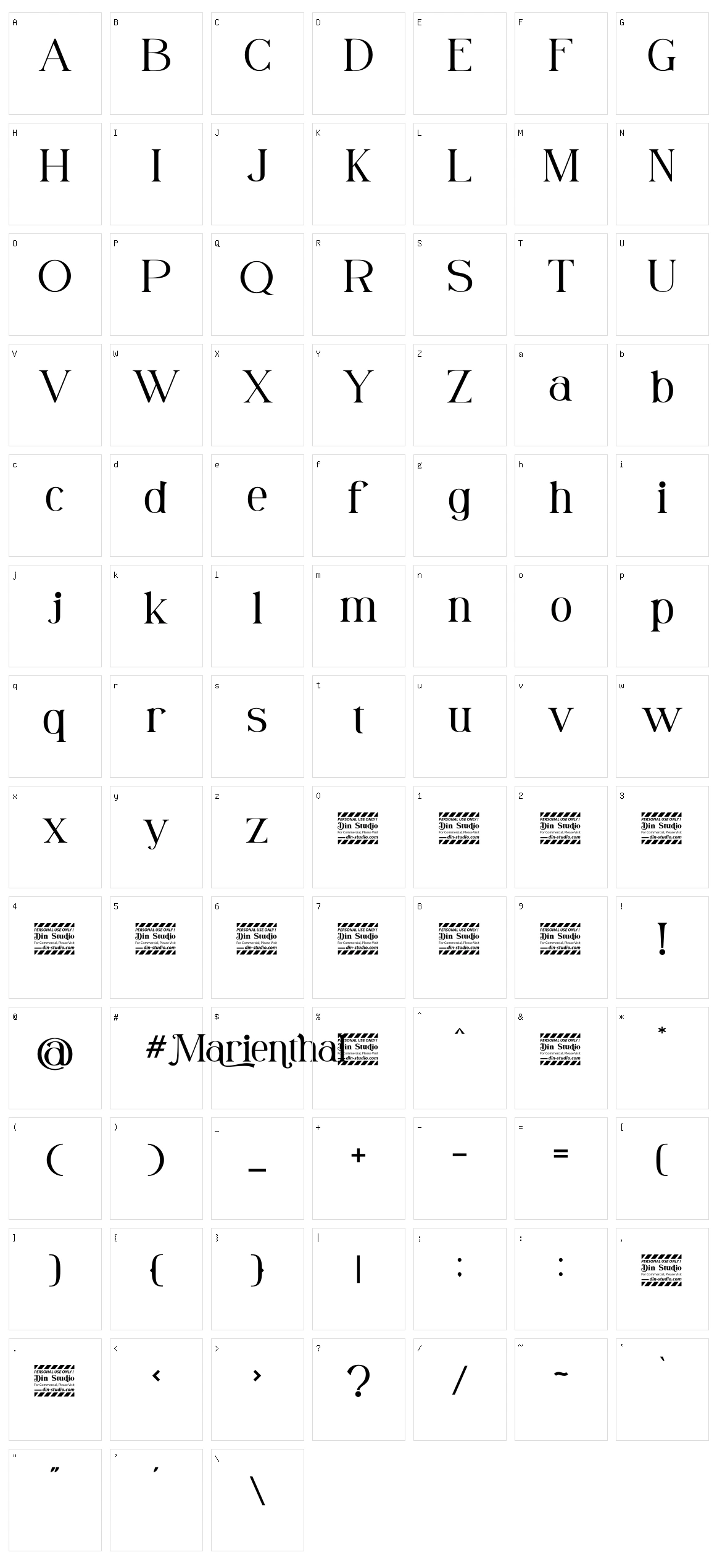 Marienthal Character Set