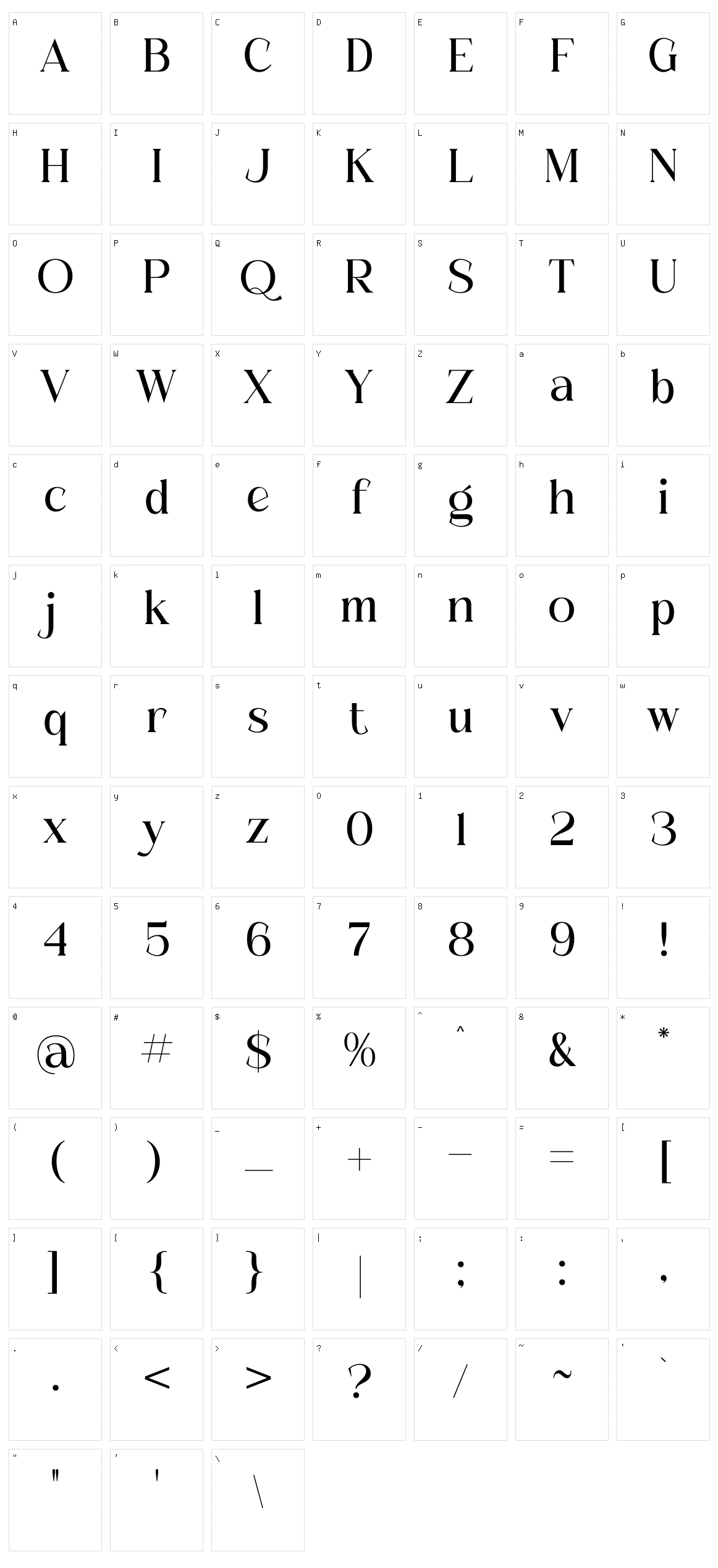 Maslite Character Set