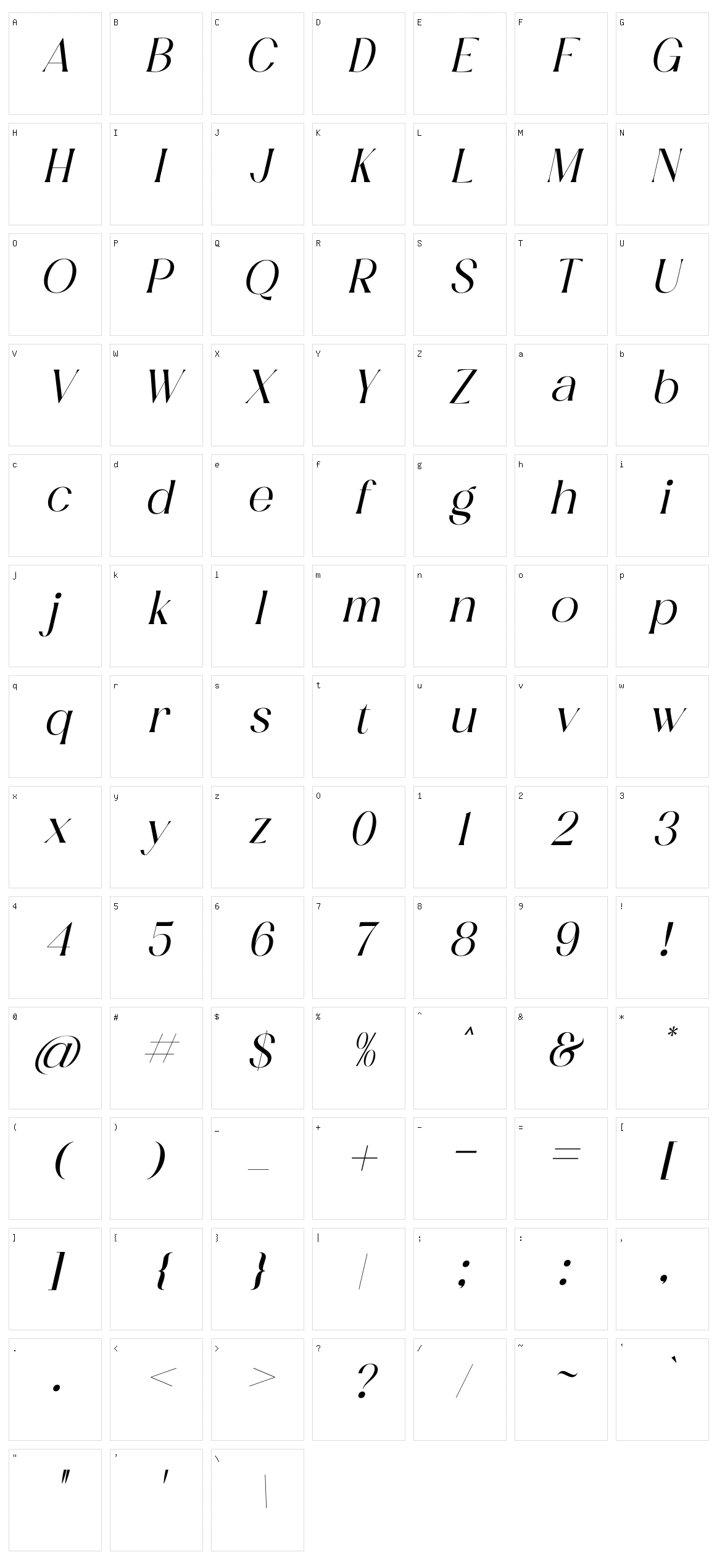 Masvis Character Set