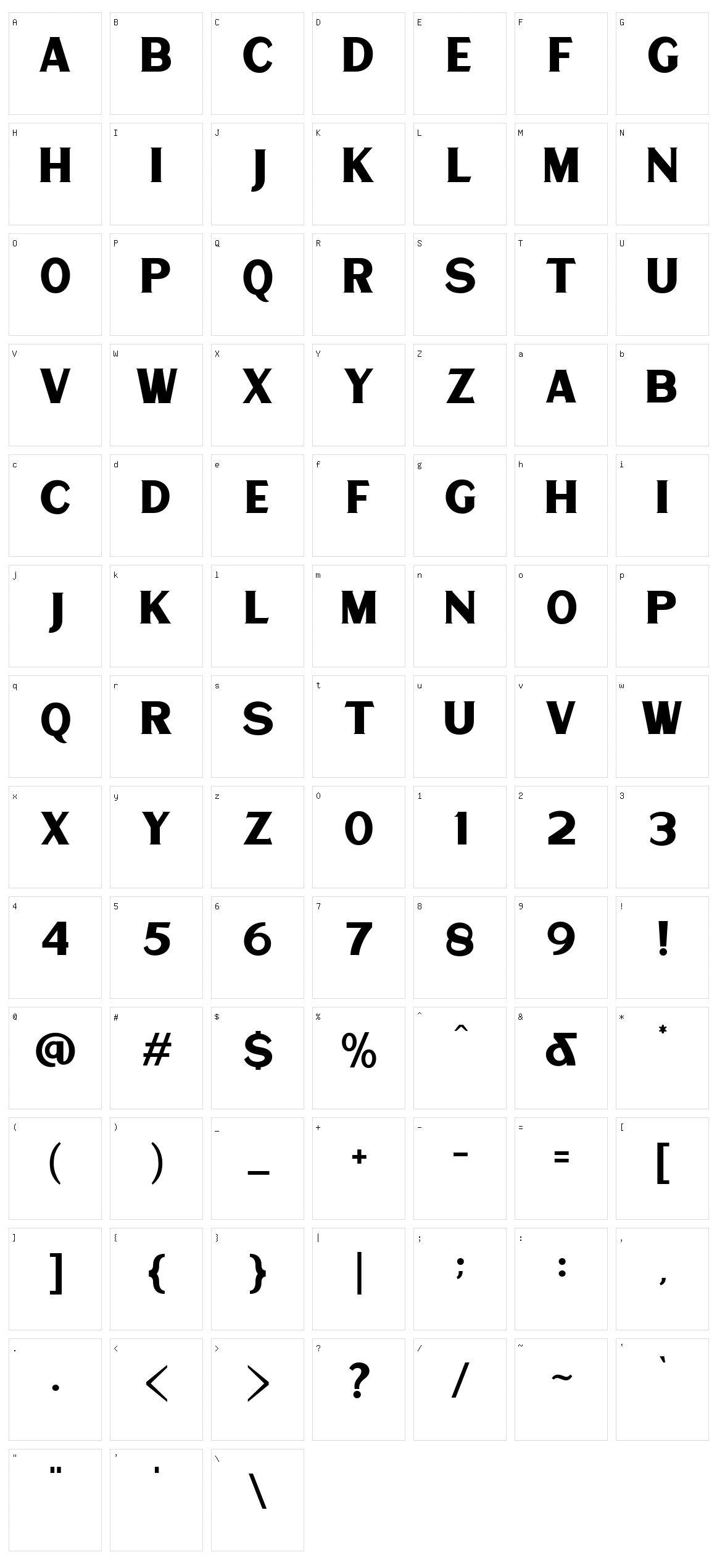 Matrole Character Set