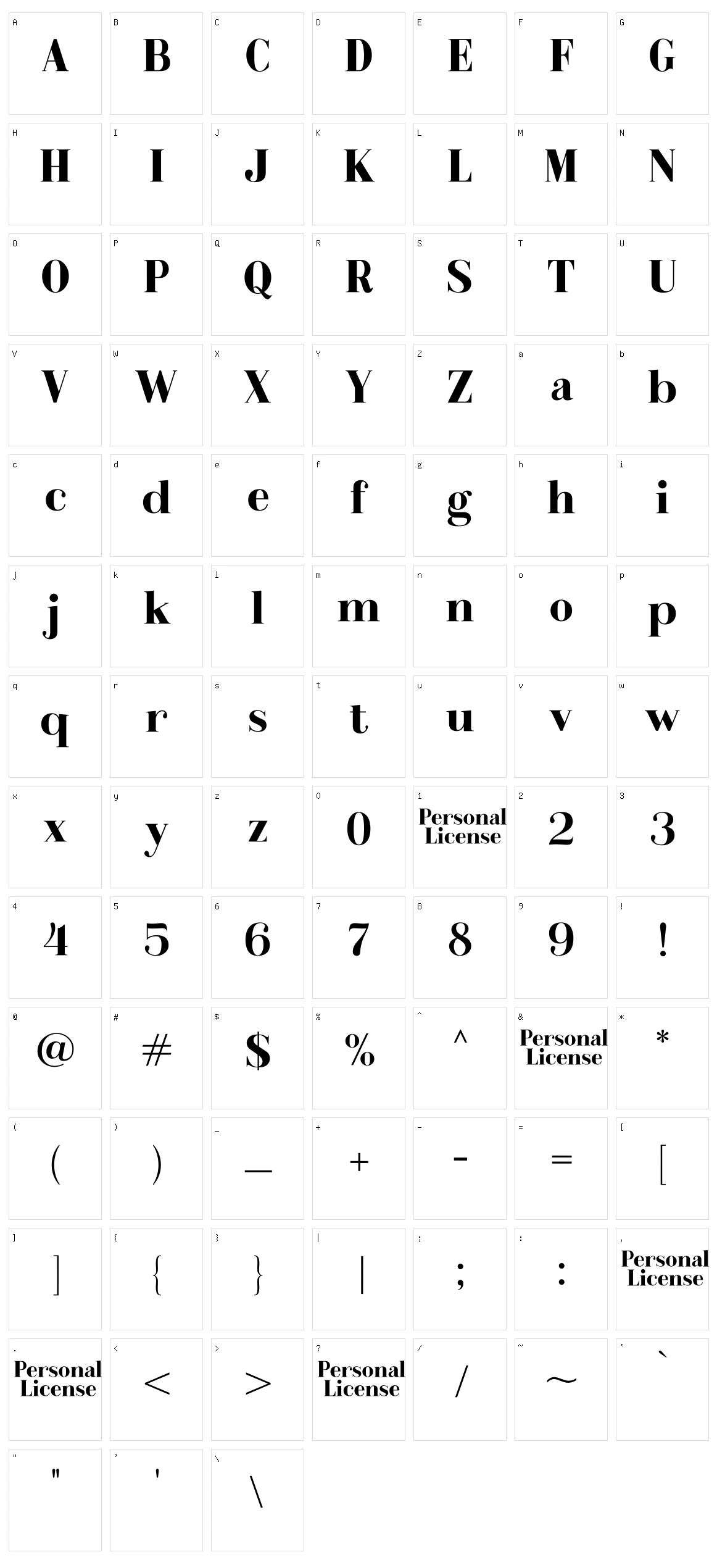 Metafiz Character Set
