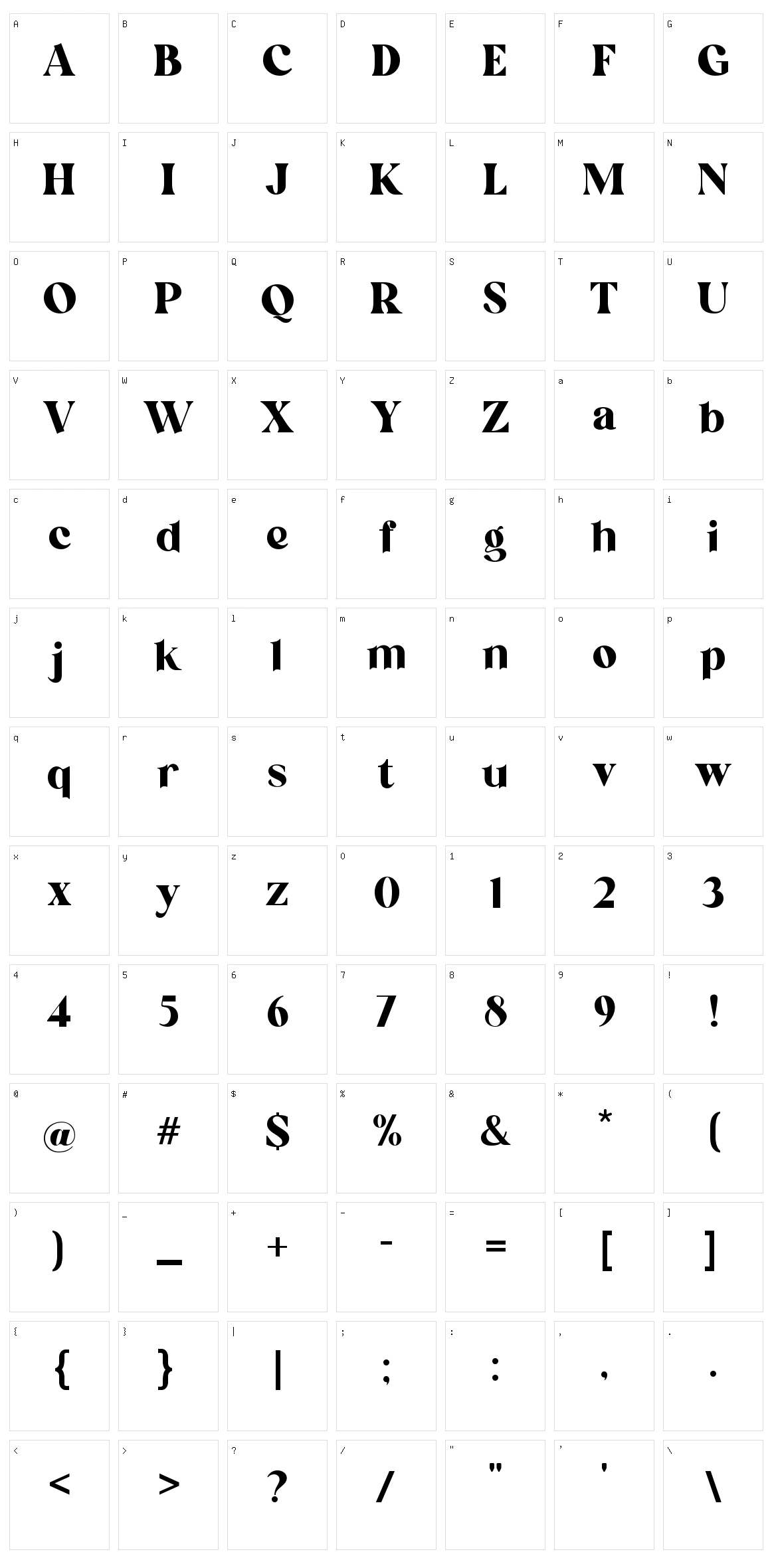 Micklest Character Set