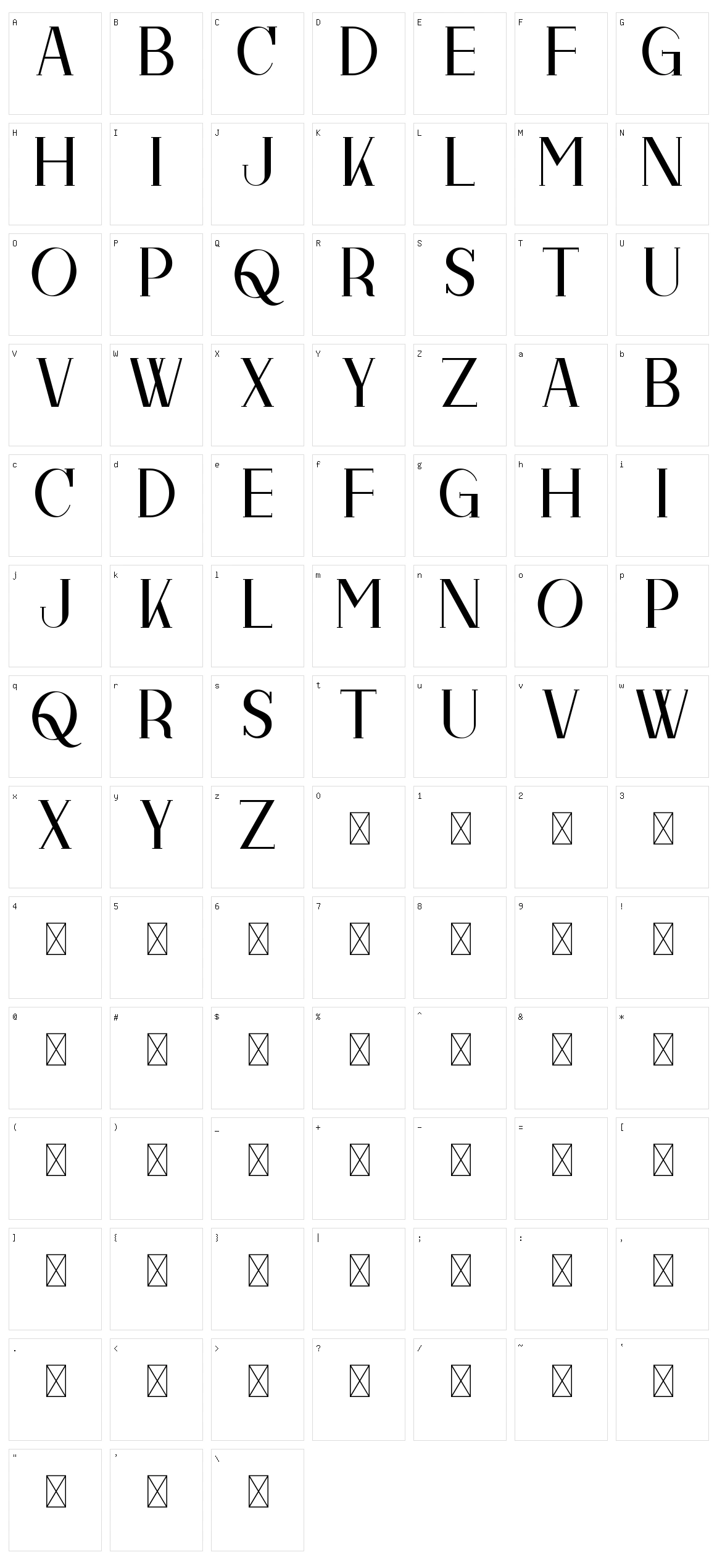 Midline Sans Character Set