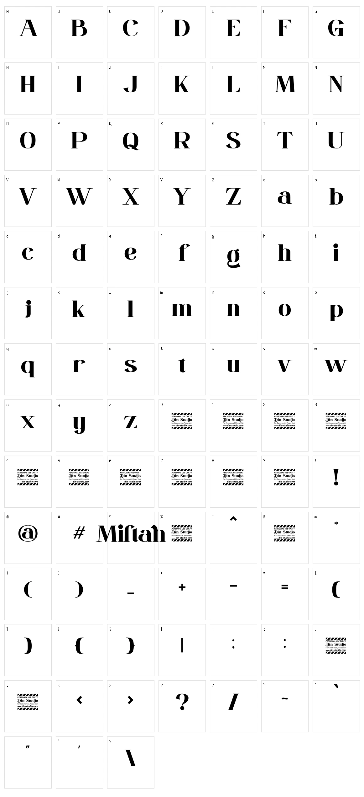Miftah Character Set