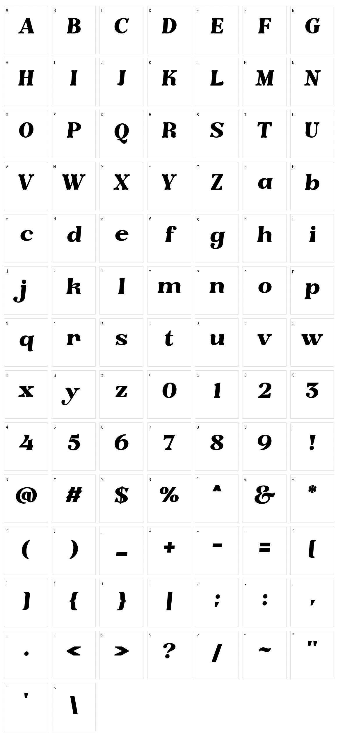 Minatur Character Set