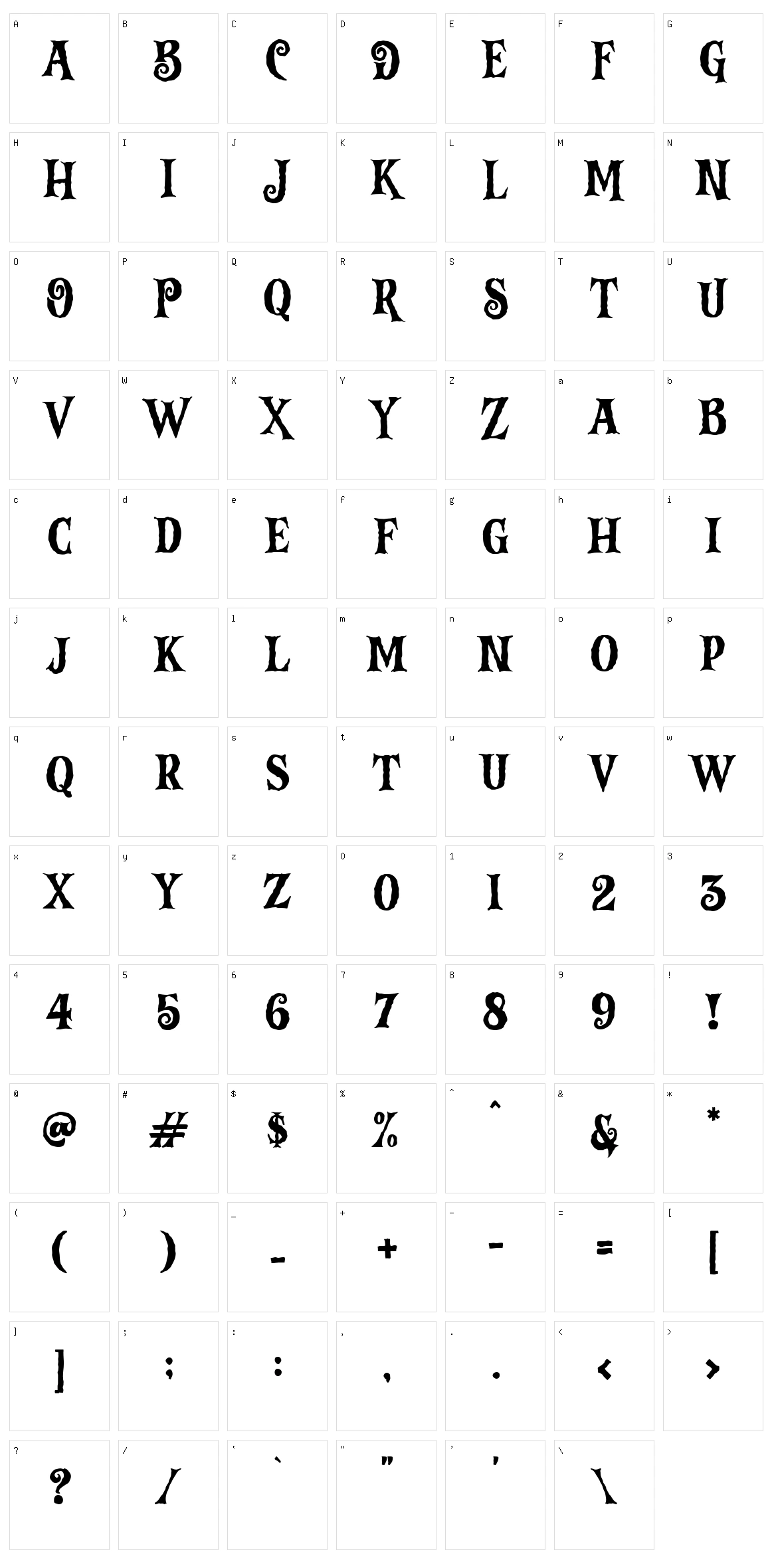 Vampire Zone Character Set