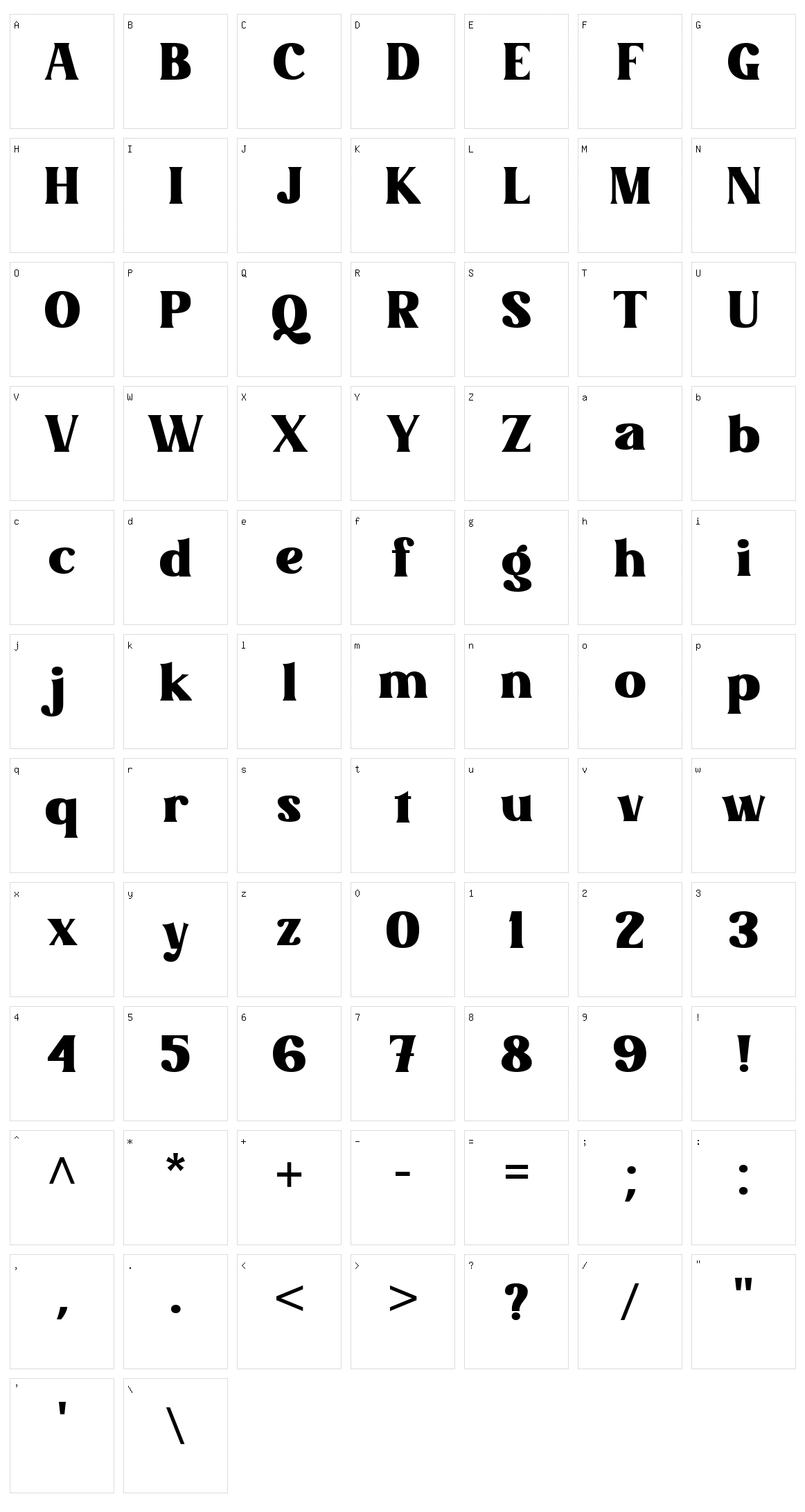 Mintage Character Set