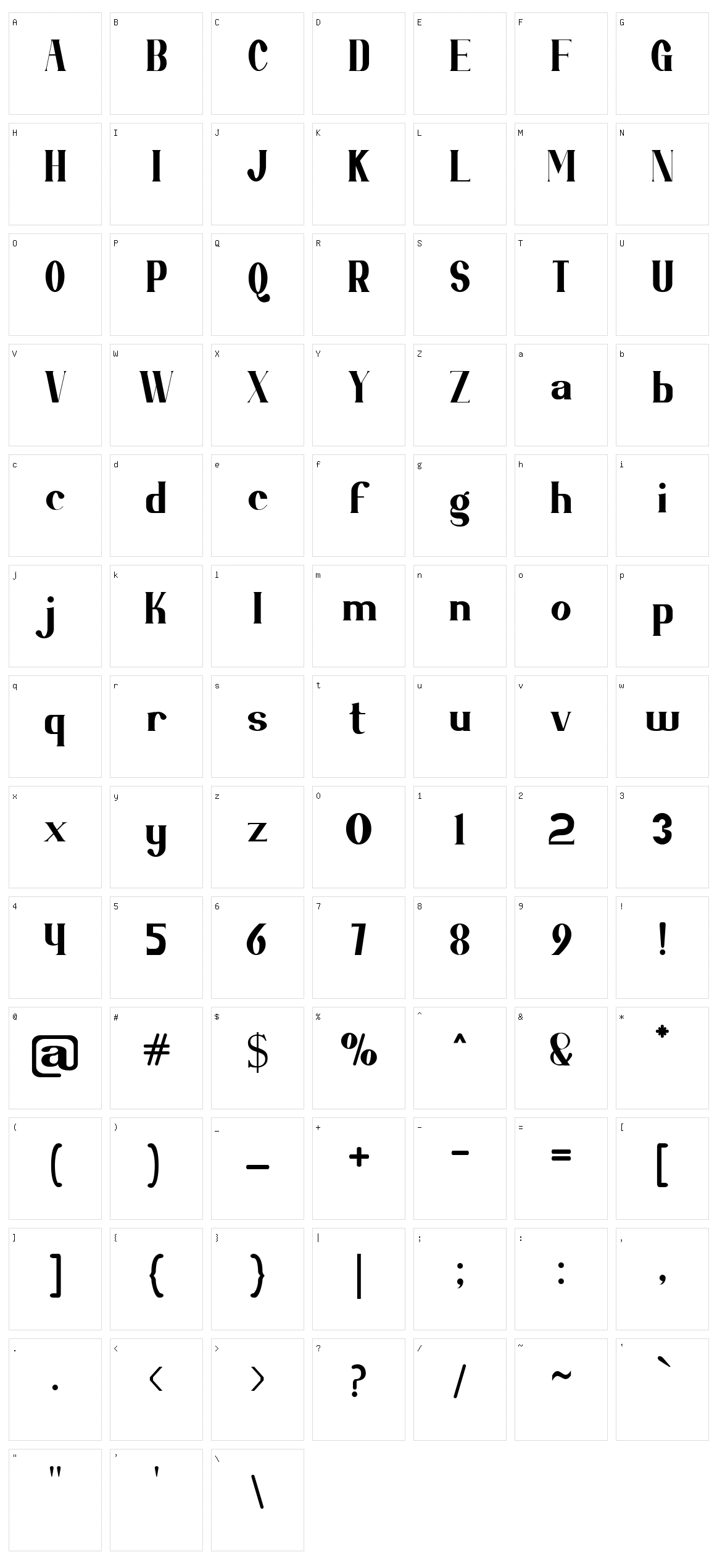 Mirai Futura Character Set