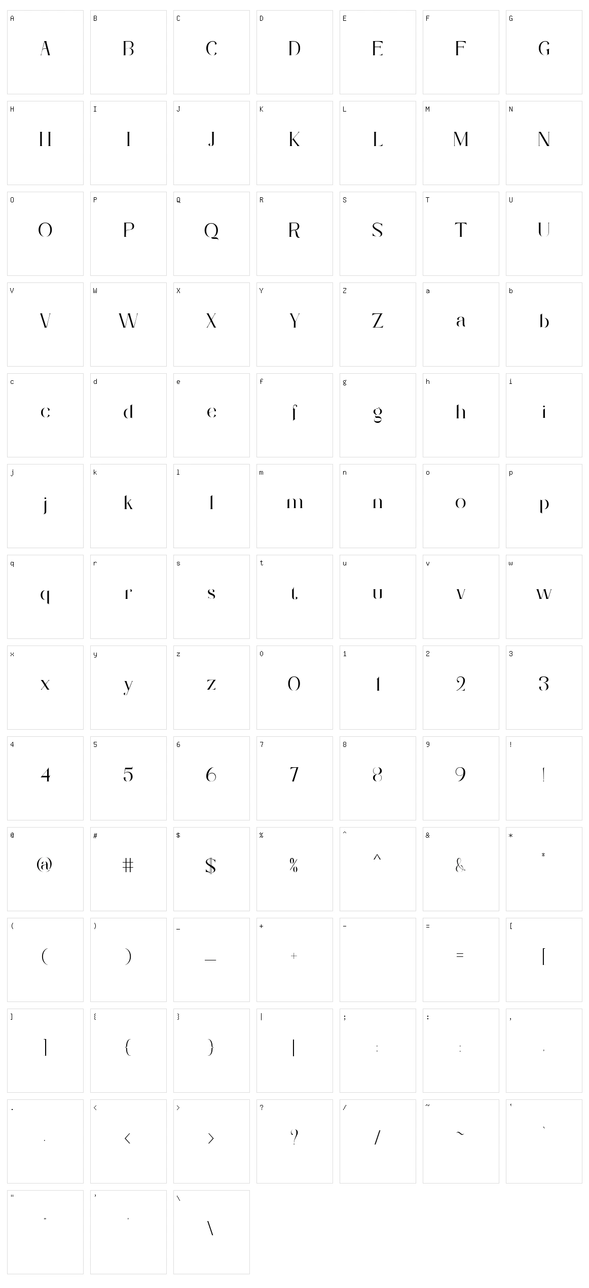 Mislian Character Set