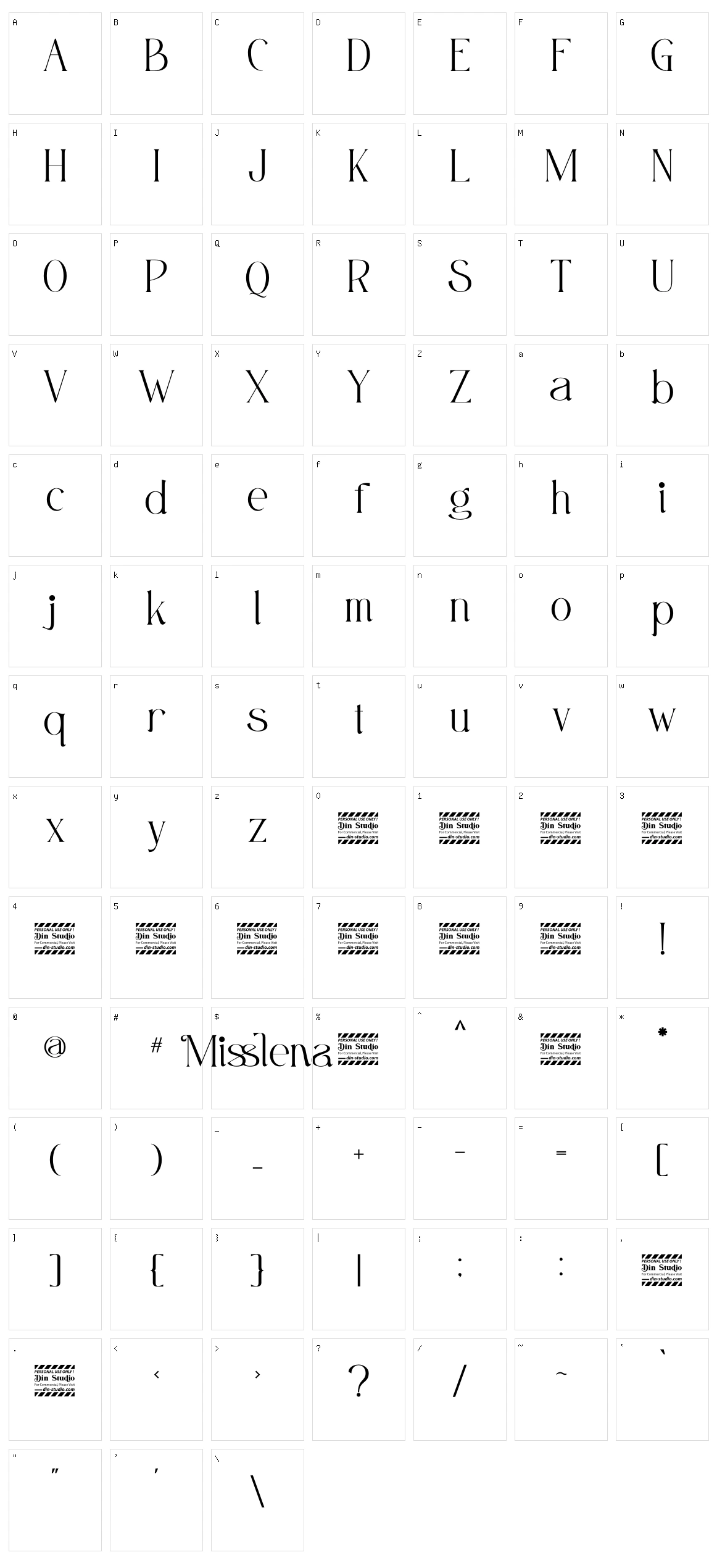 Misslena Character Set