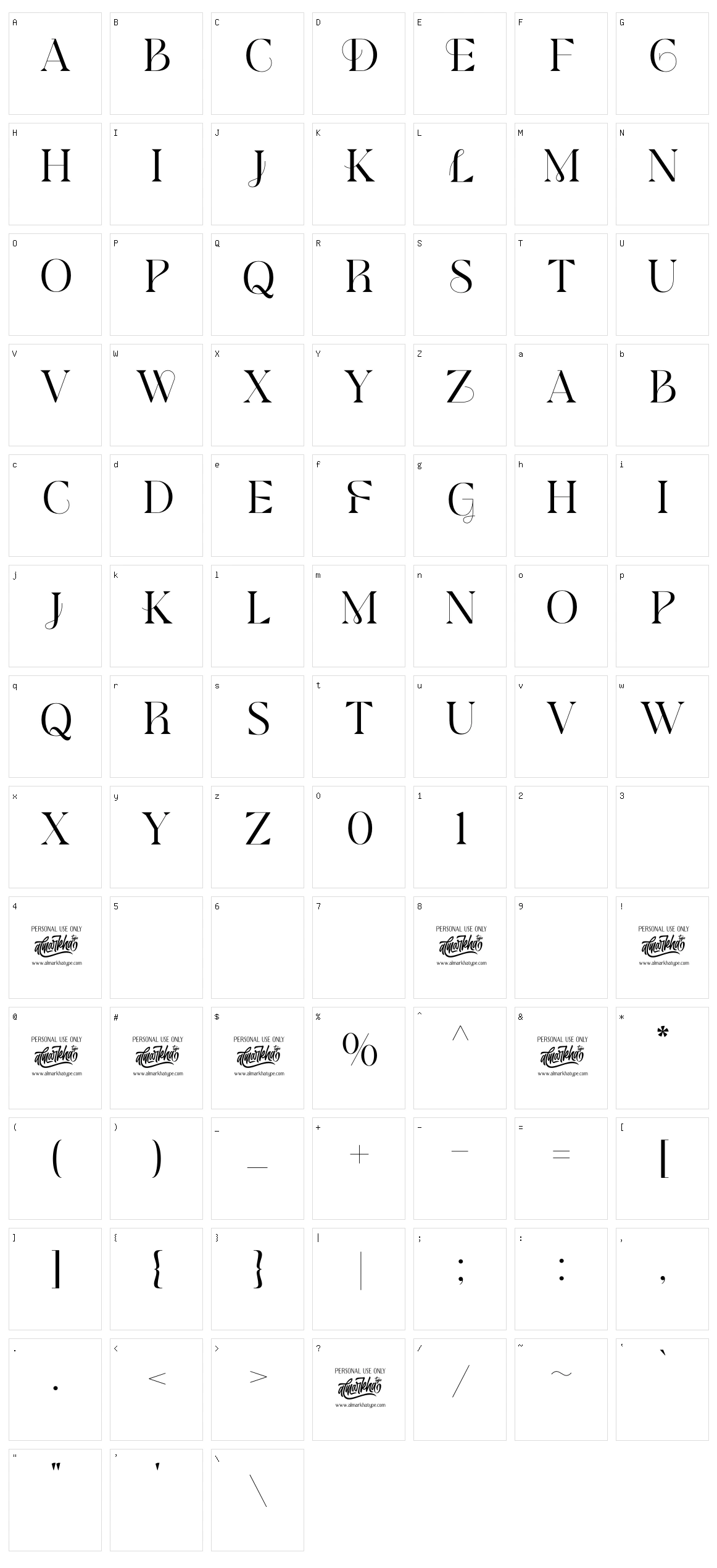 Modesfa Character Set