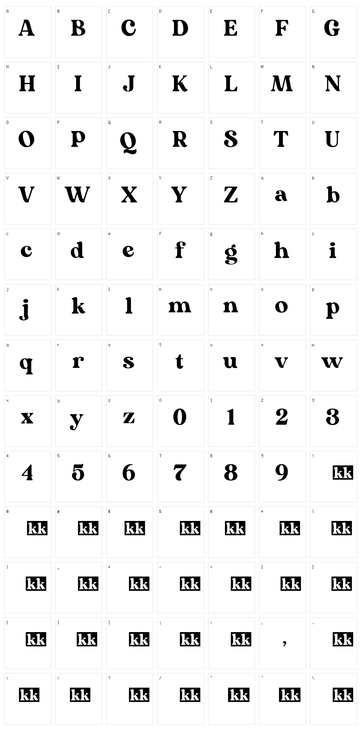 Mogena Character Set