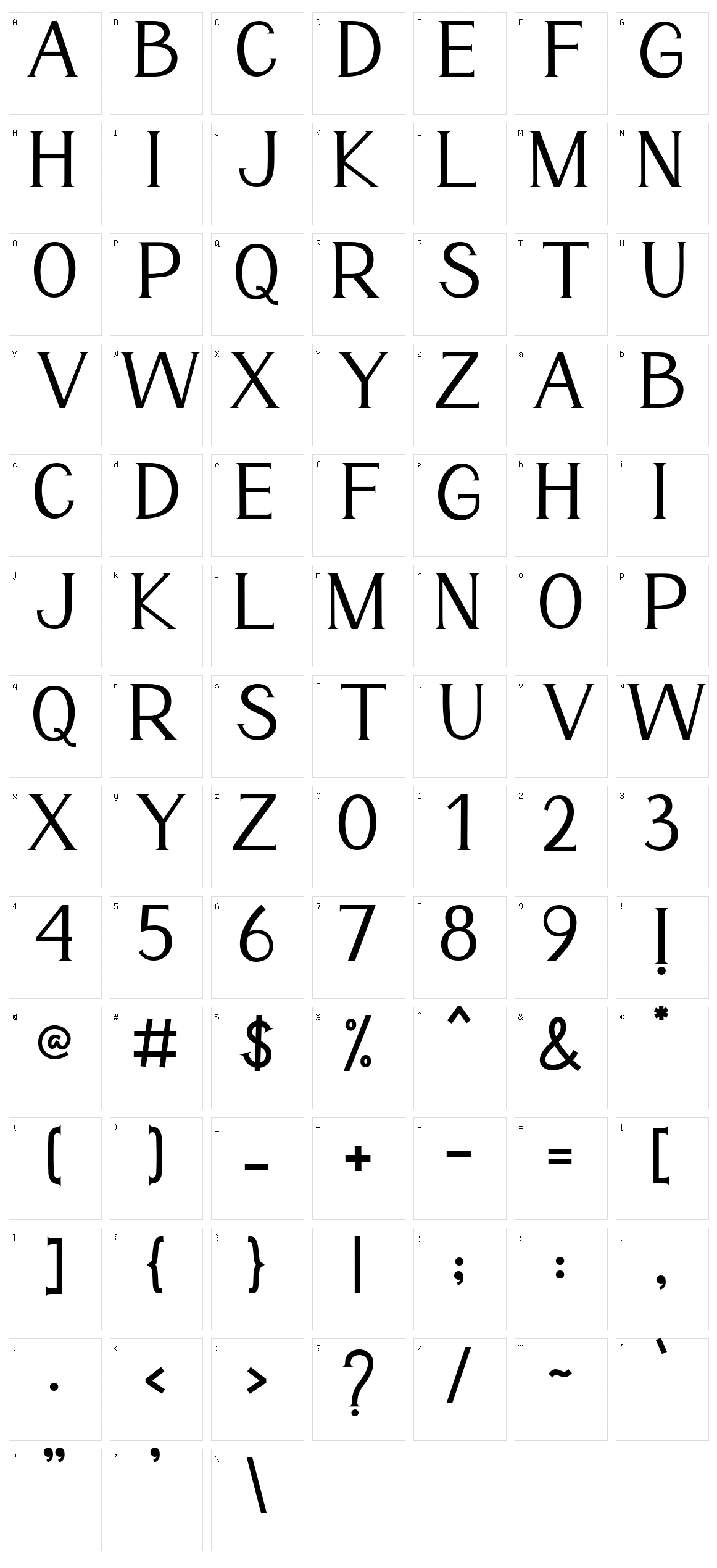Monaline Character Set