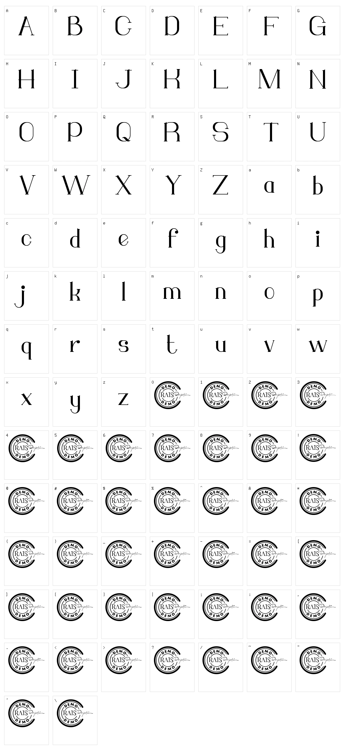 Monodic Character Set