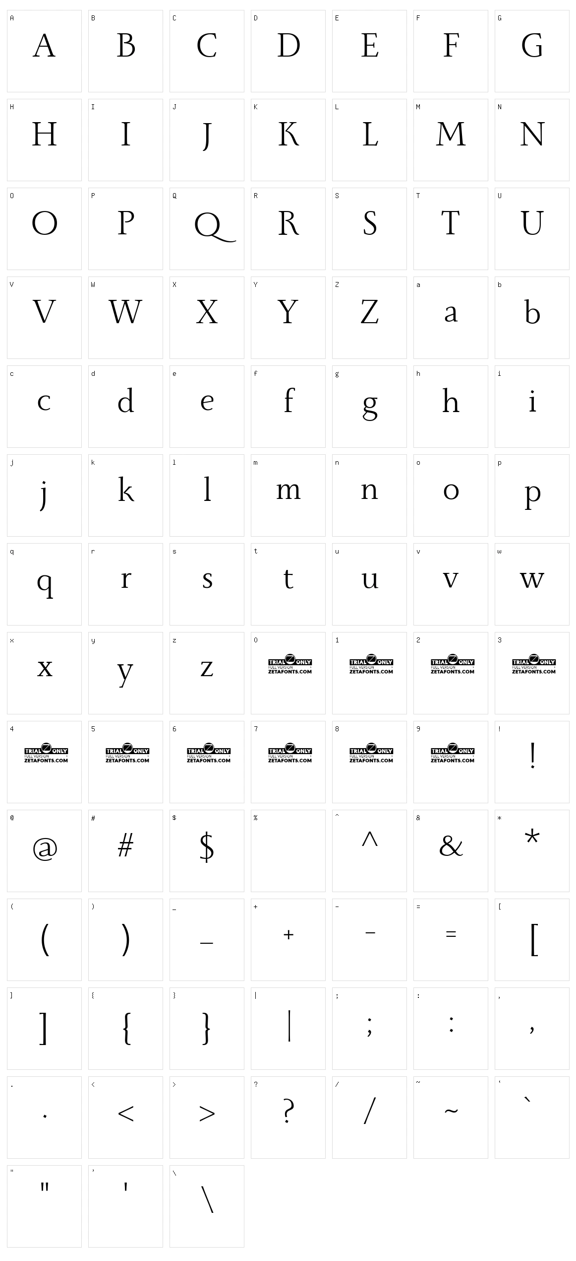 Monterchi Serif Character Set