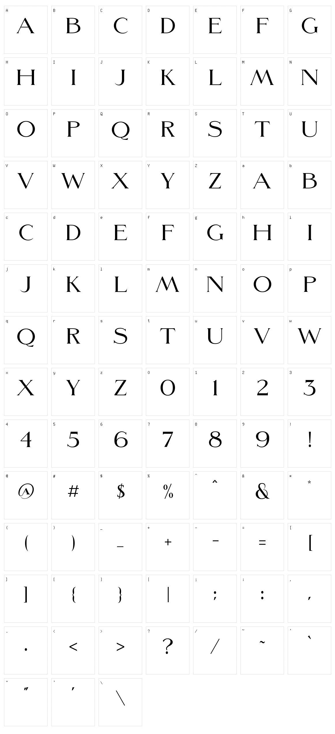 Morefren Character Set