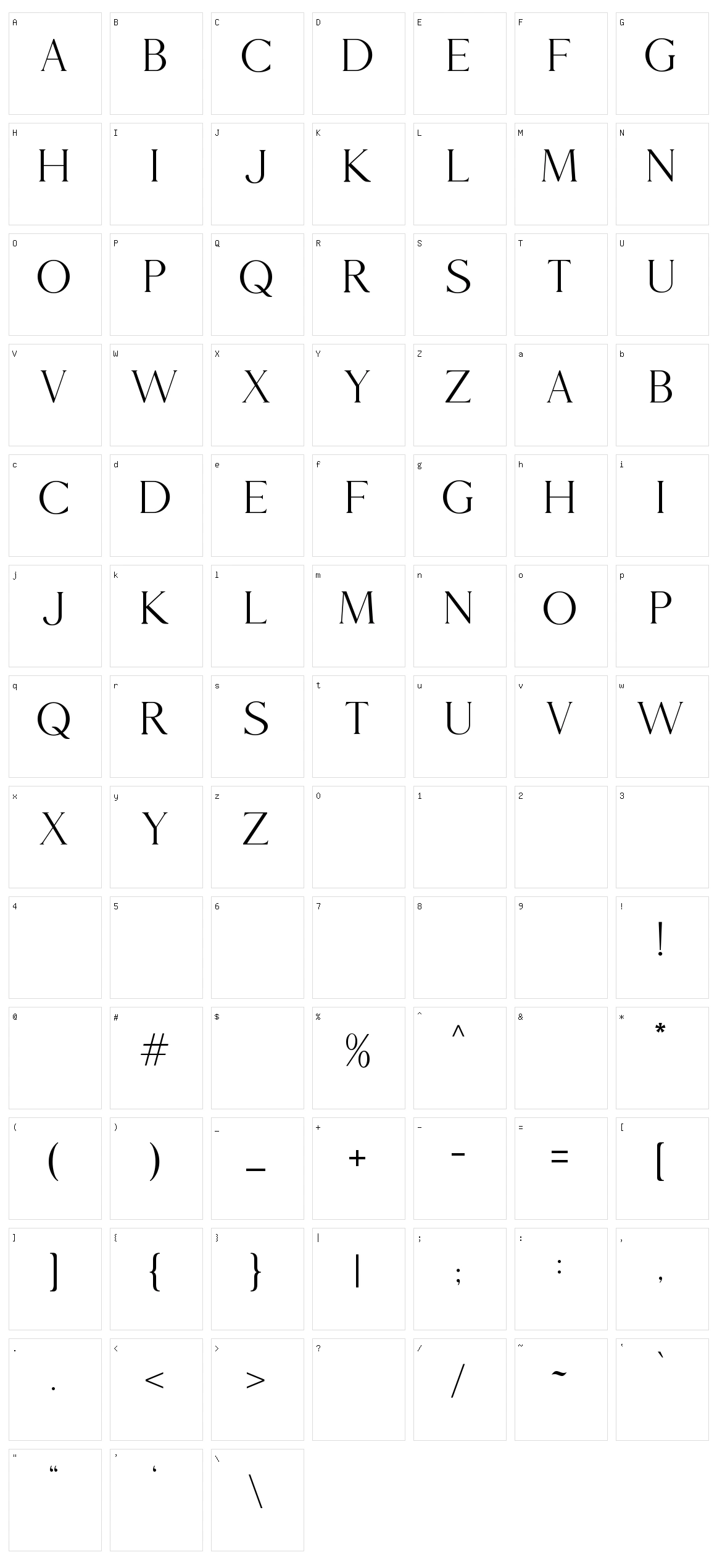 Mories Character Set