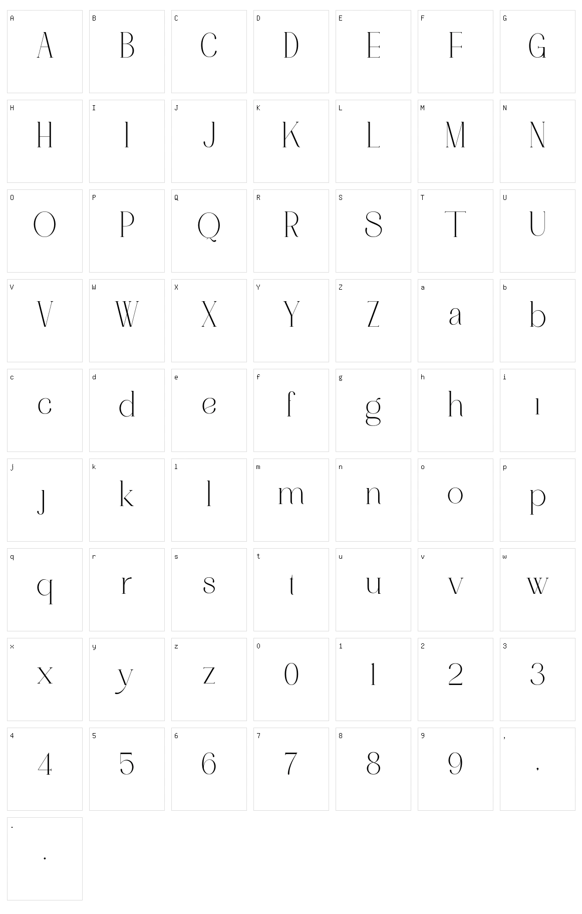 Motherva Character Set