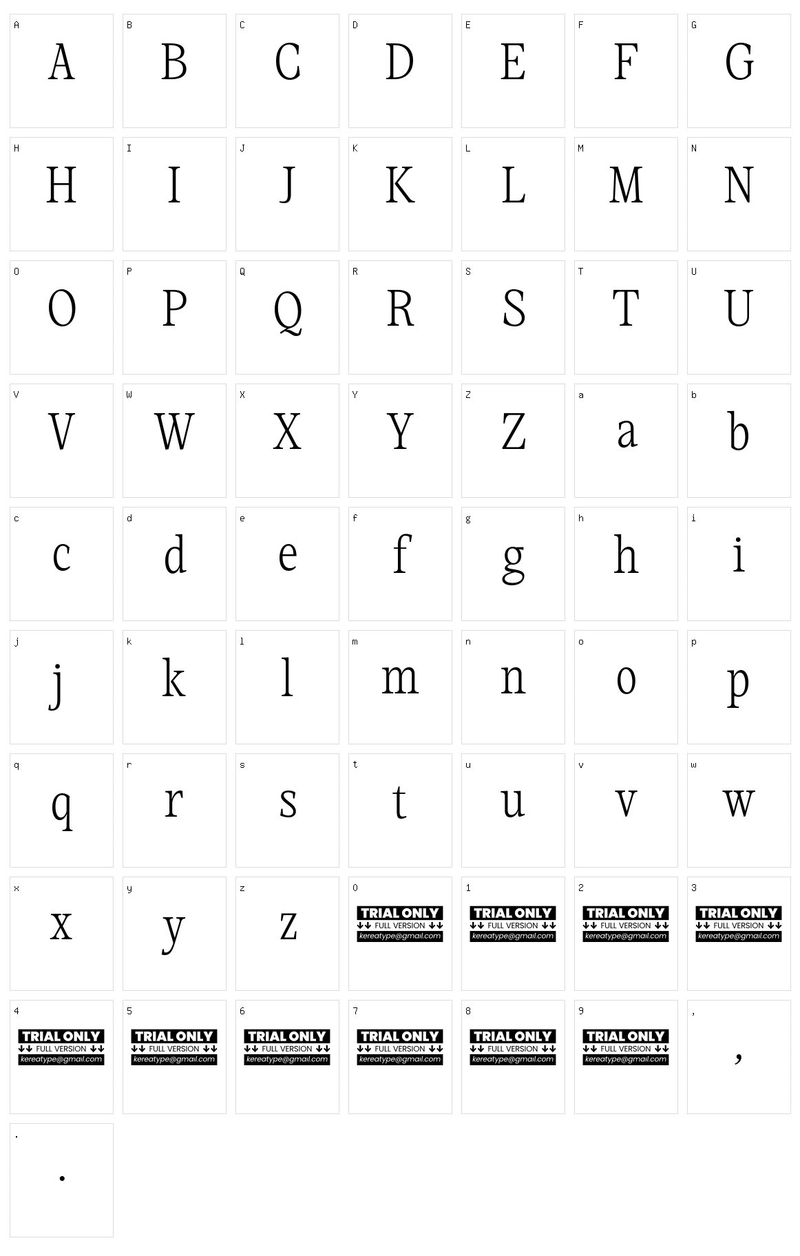 Mountella Character Set