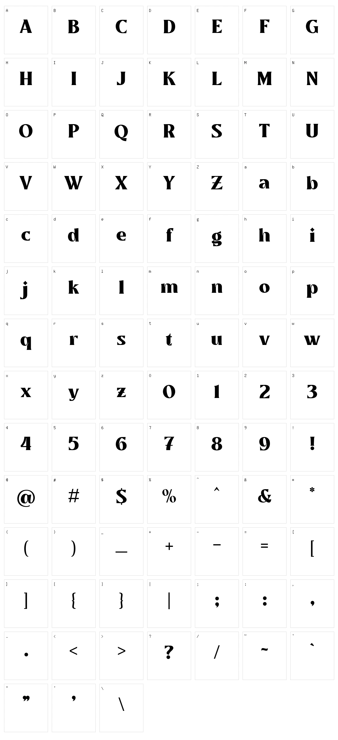 Mullingar Character Set