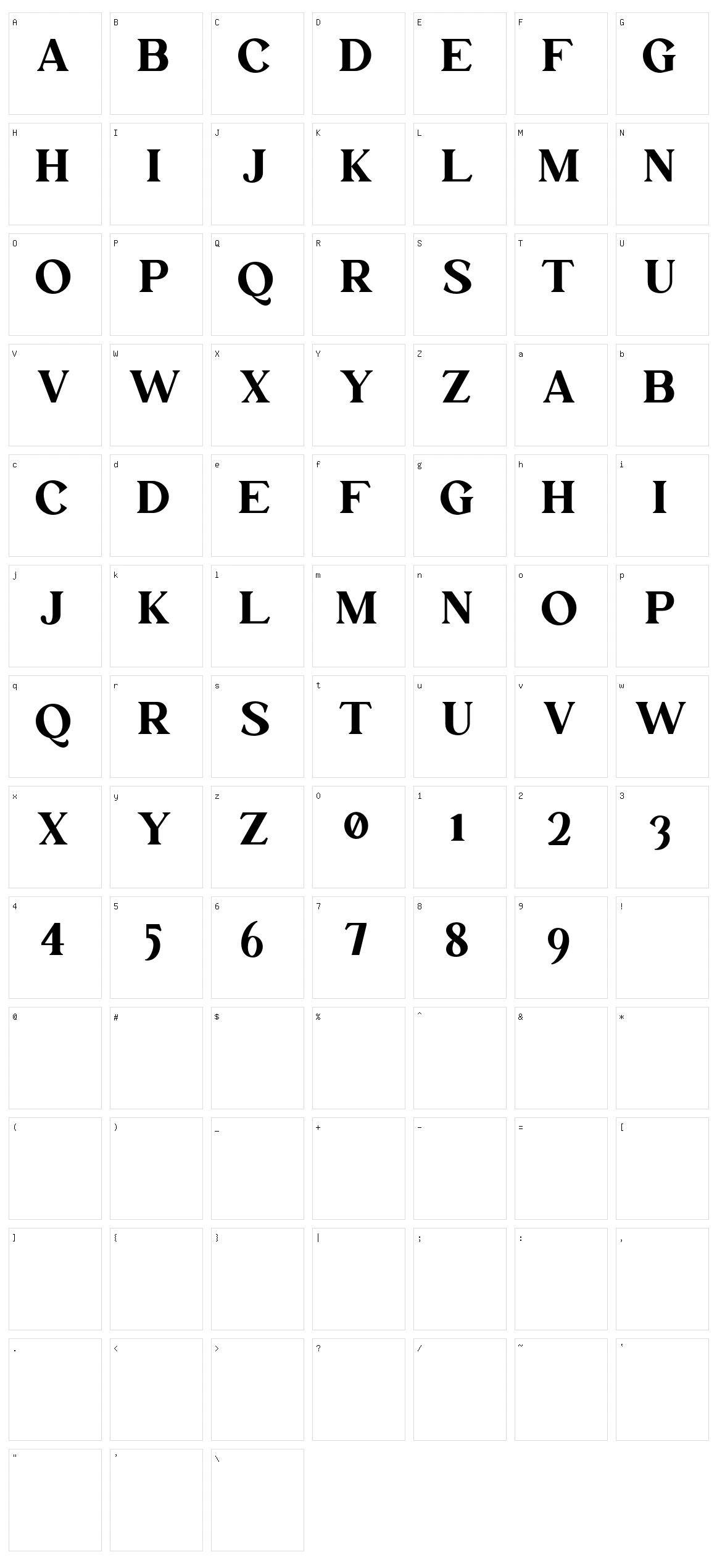 Mullion Character Set