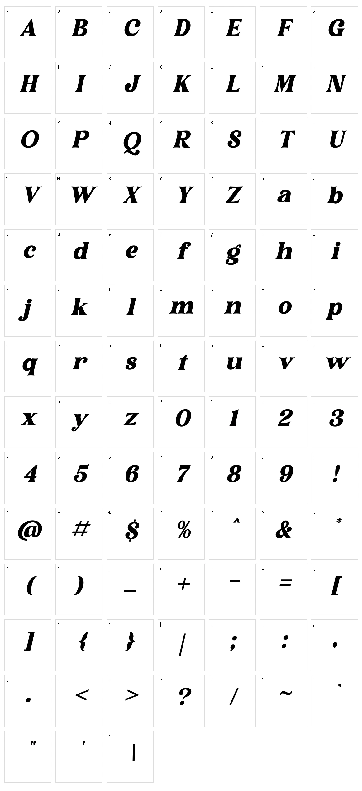 Narifah Character Set
