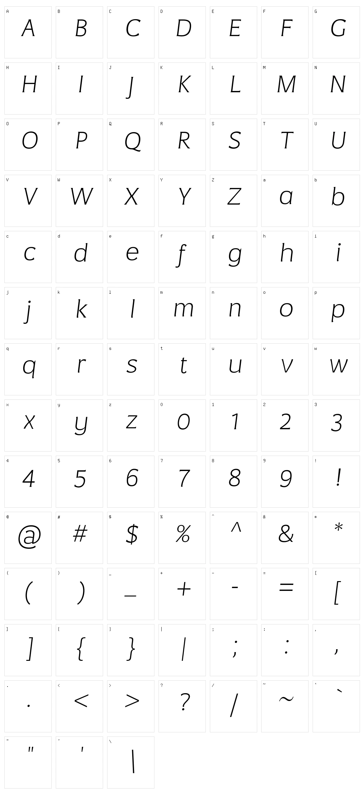 Negara Serif Character Set