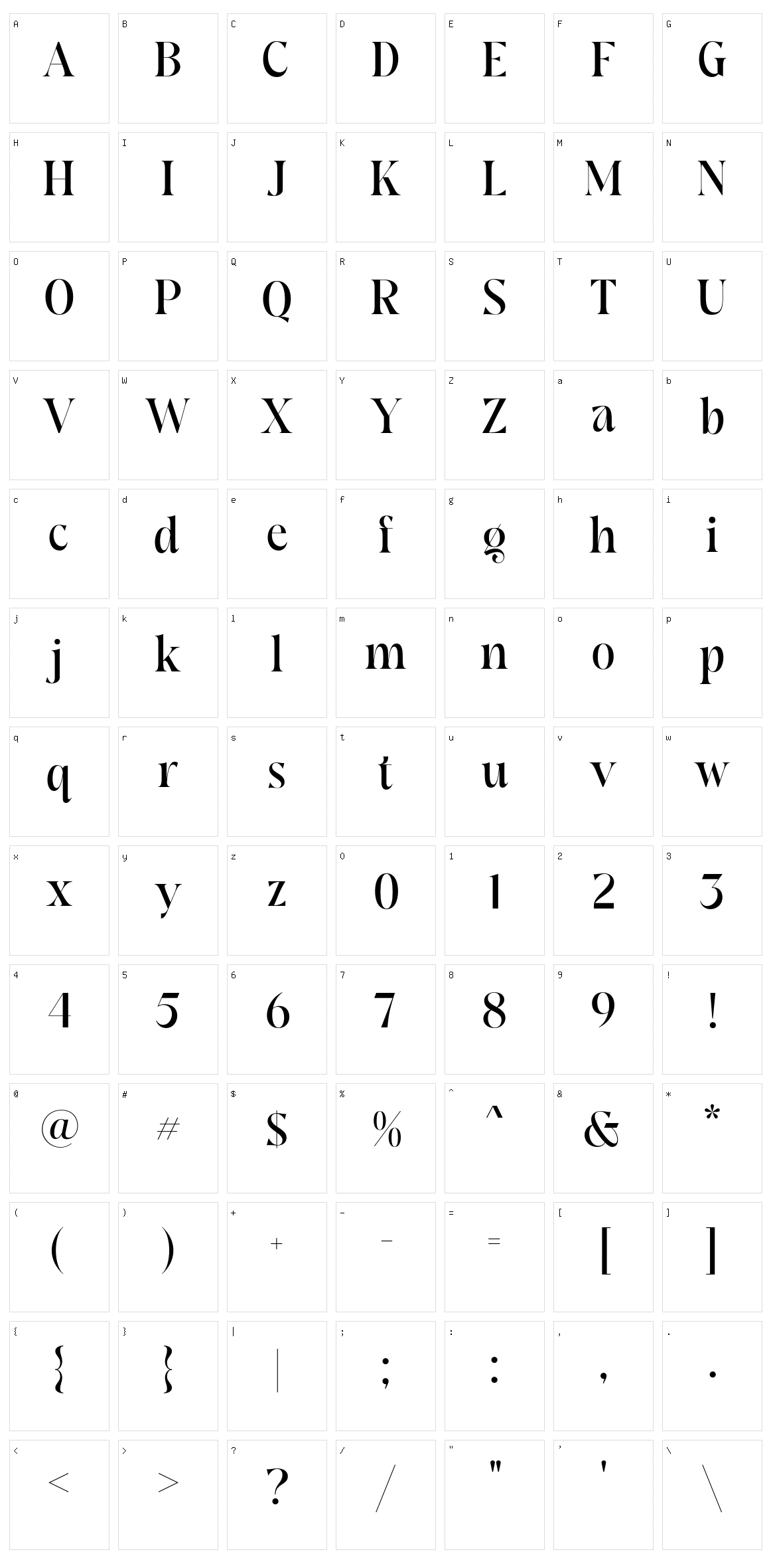 Nigante Character Set