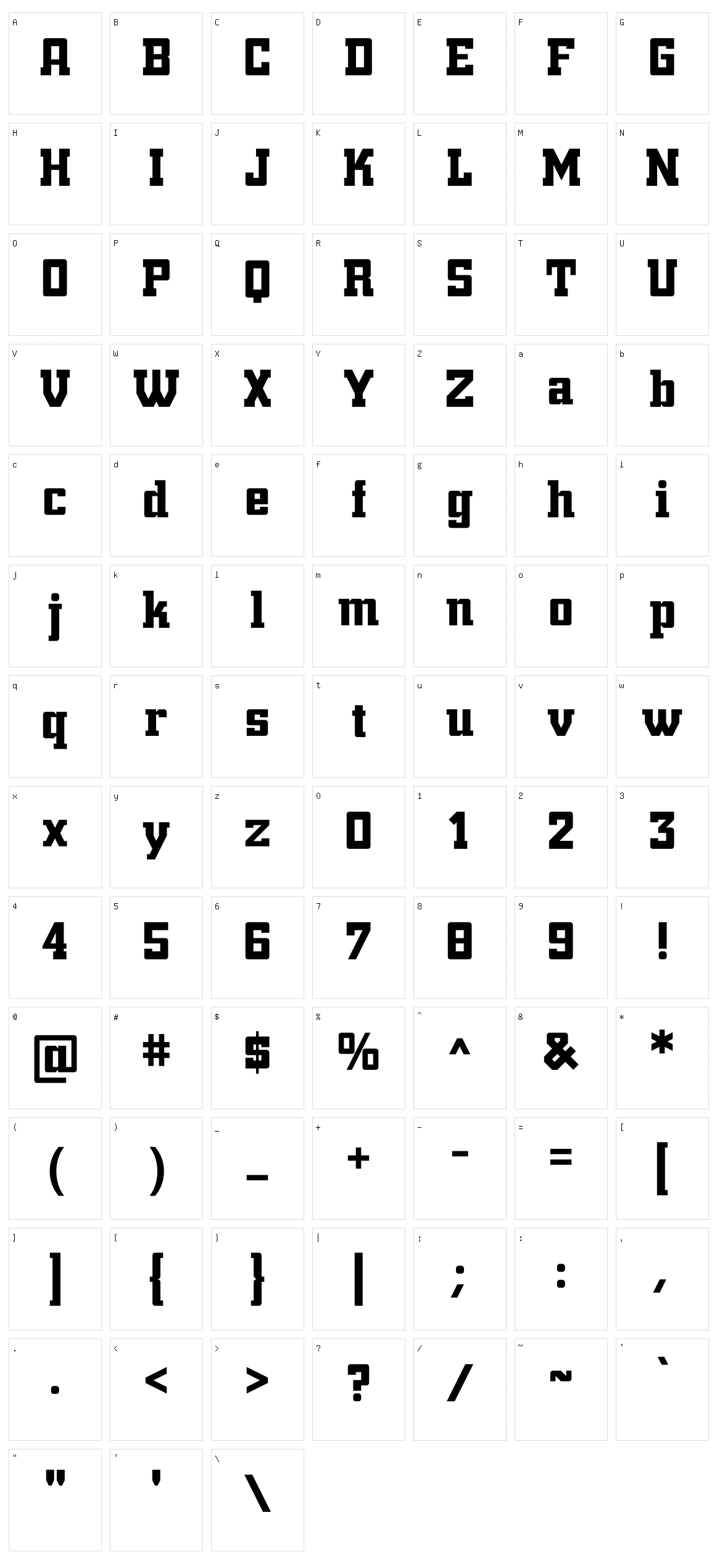 NightBits Character Set