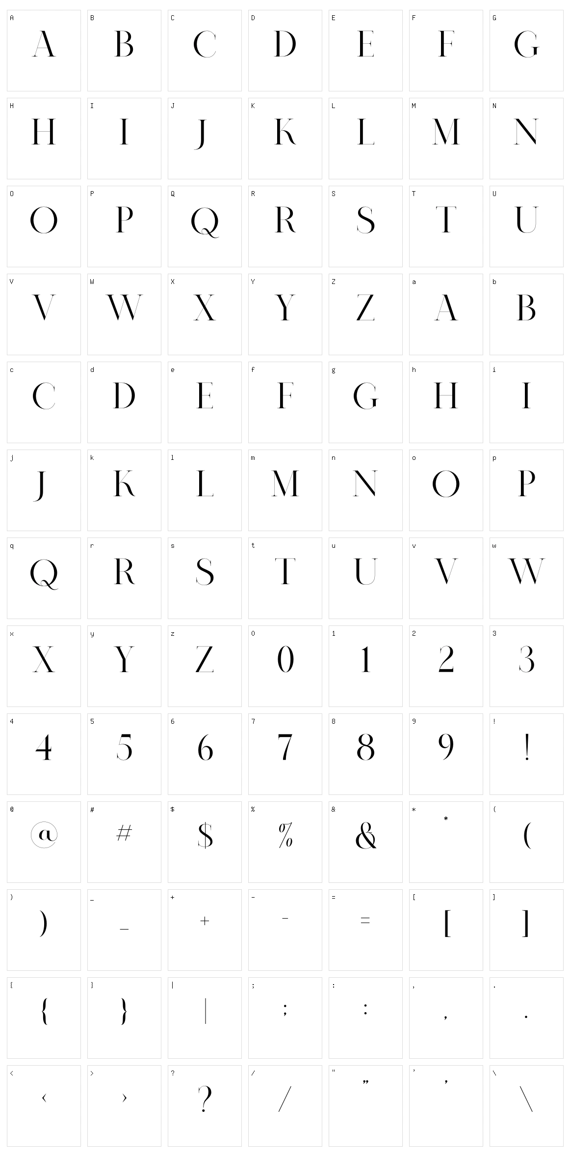 Nomark Character Set