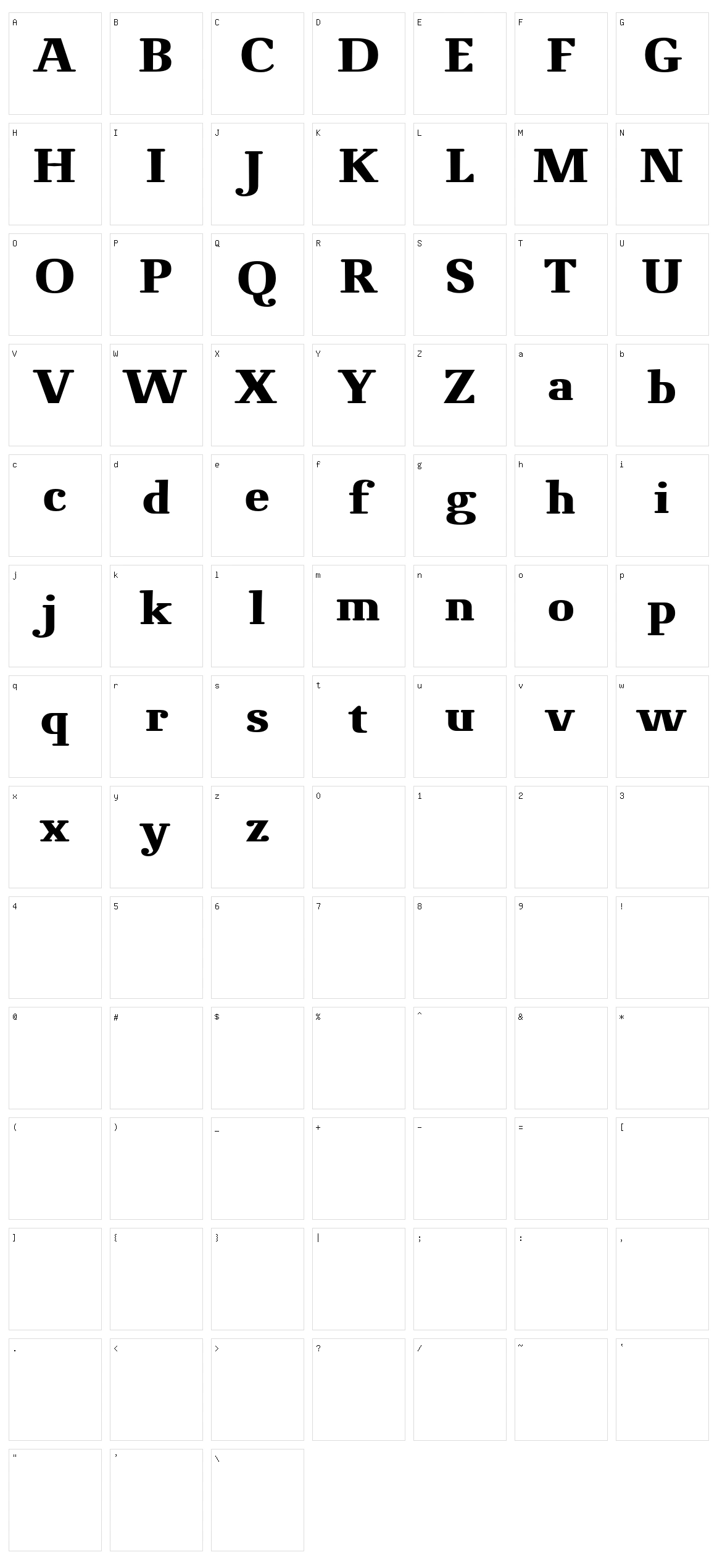Novello Character Set