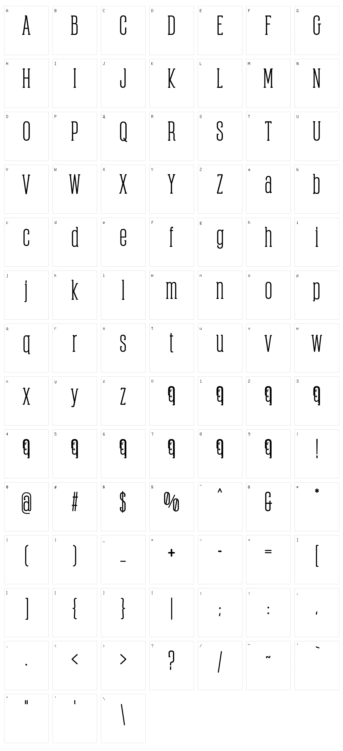 Obcecada Serif Character Set