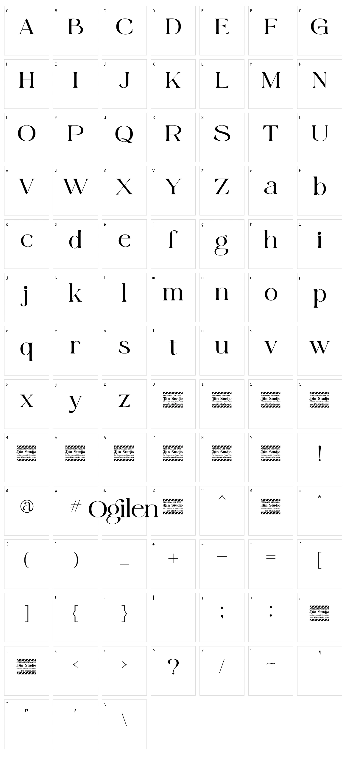 Ogilen Character Set