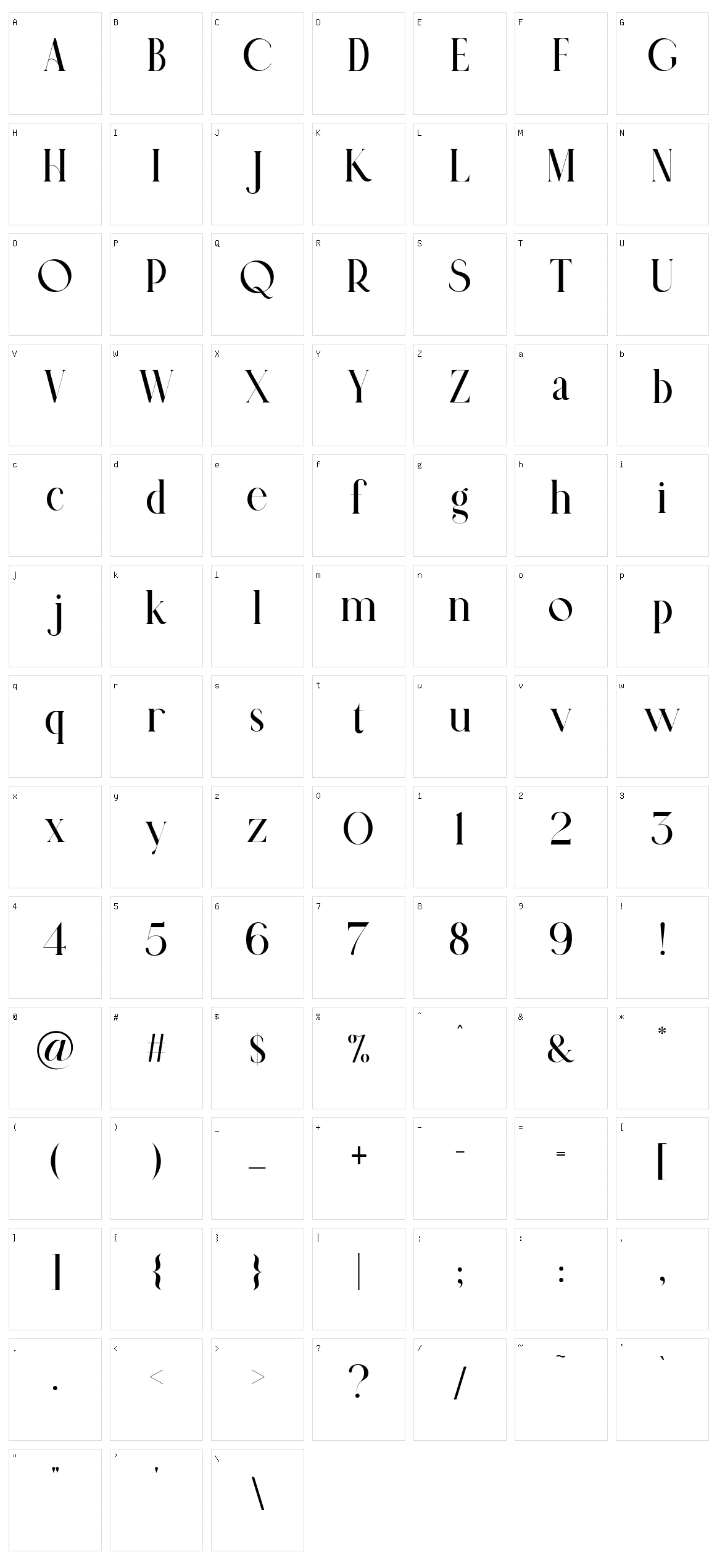 Oruguitas Character Set