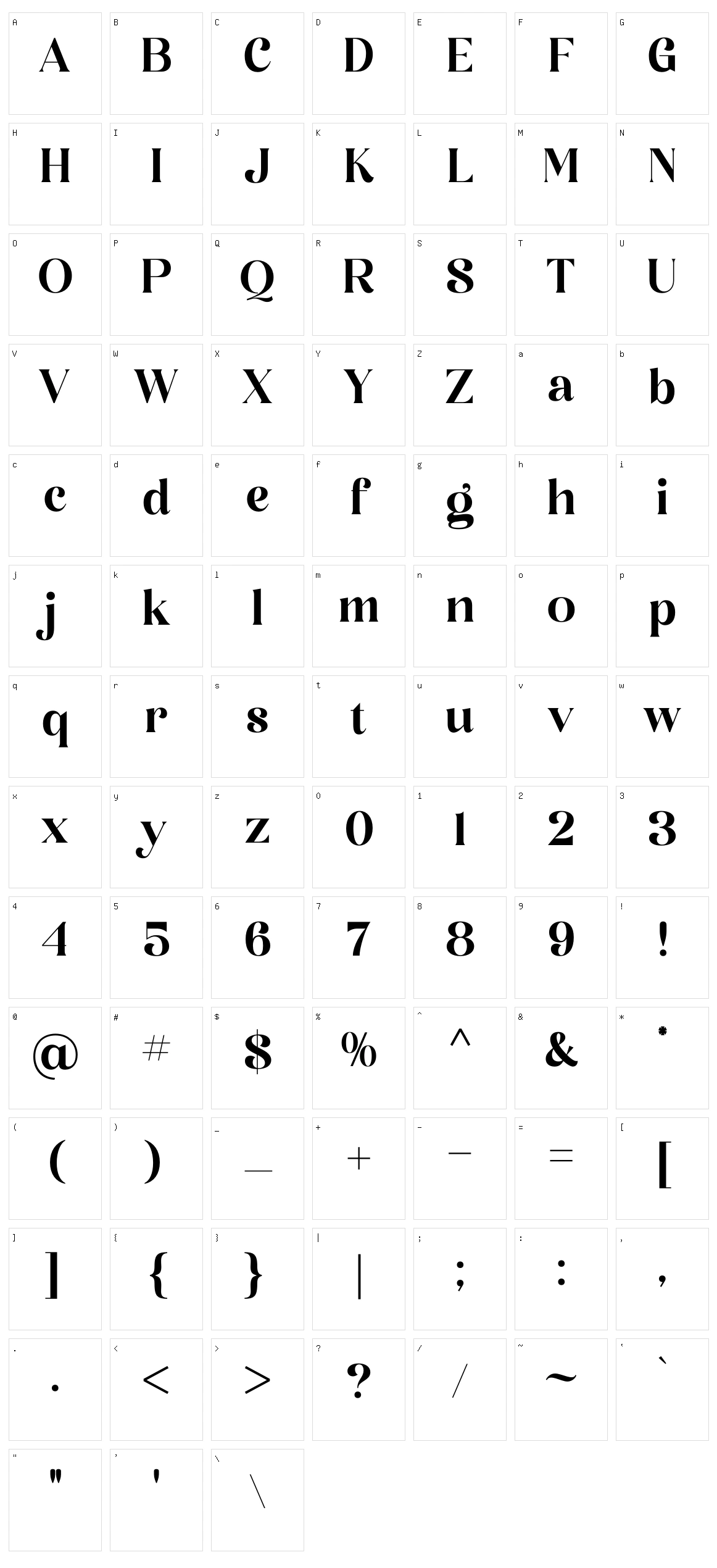 Palmtick Character Set